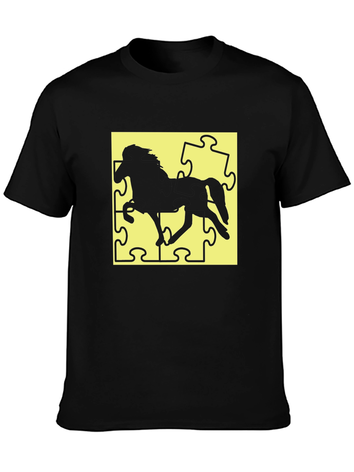 Puzzle Horse Black T-Shirt
