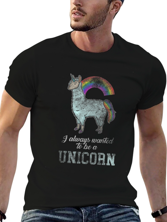 Unicorn Llama Black T-Shirt