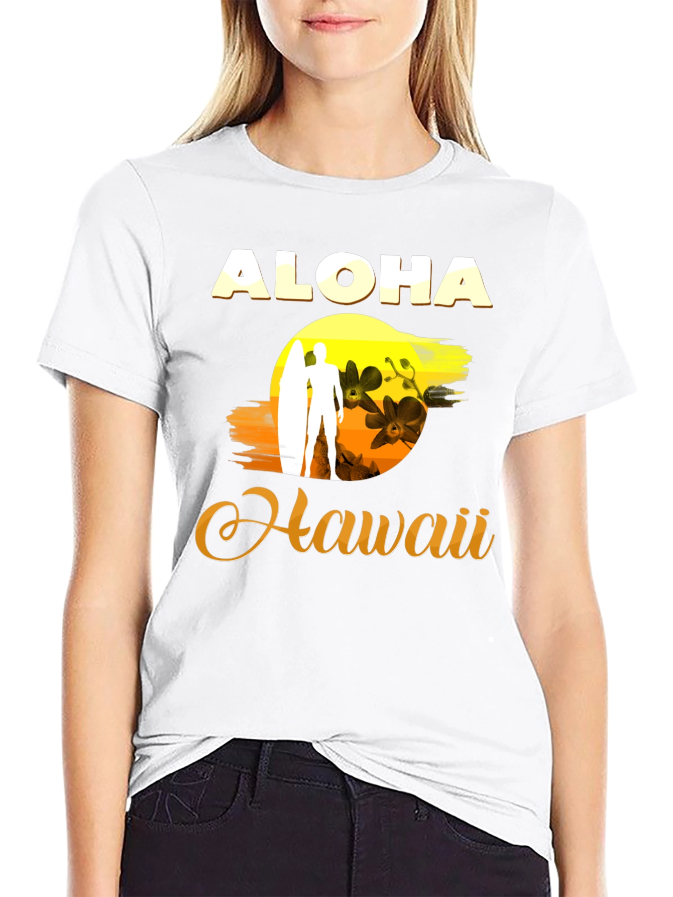 Aloha Hawaii Graphic Tee - Surfer Design
