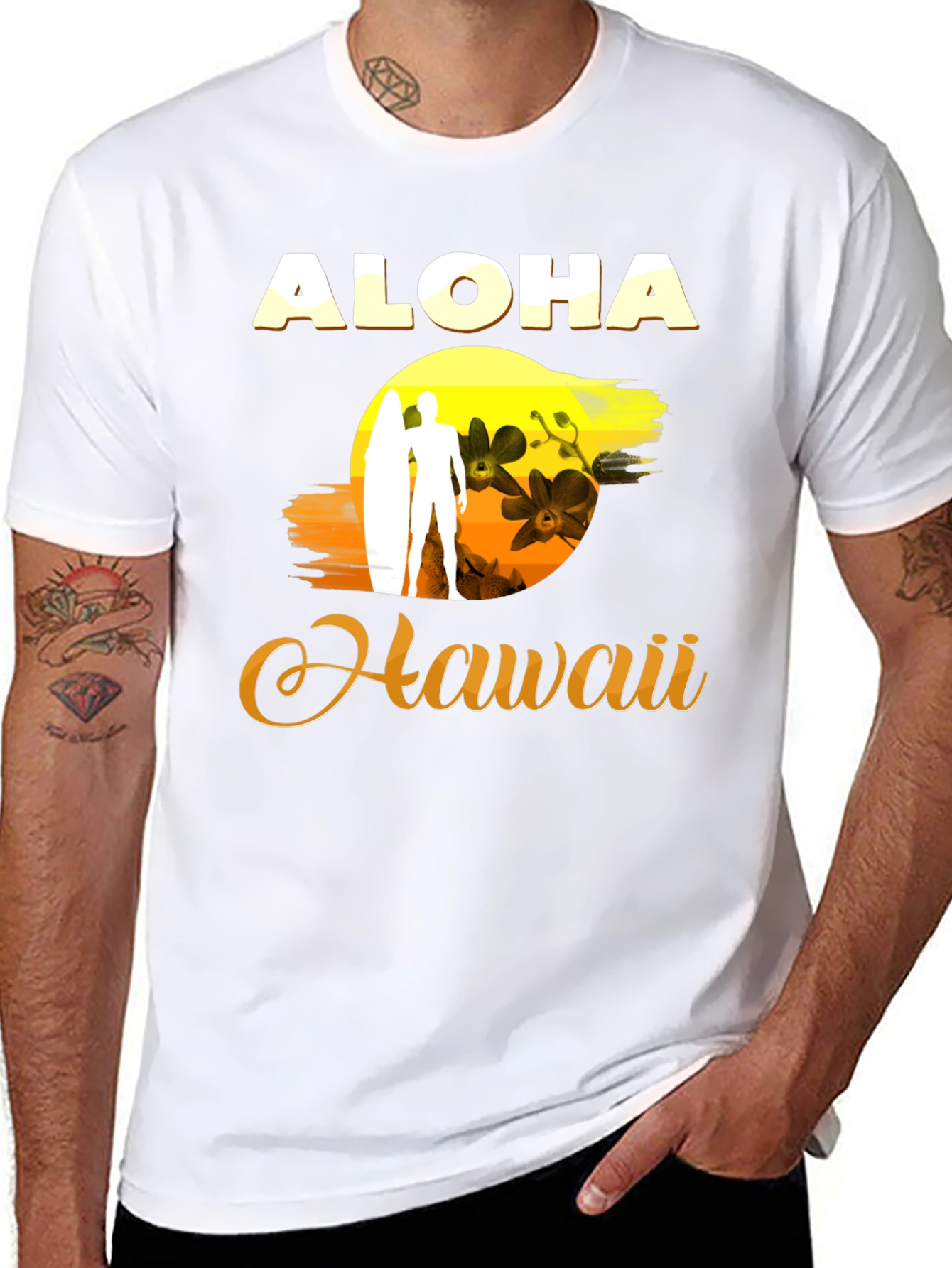 Aloha Hawaii Graphic Tee - Surfer Design