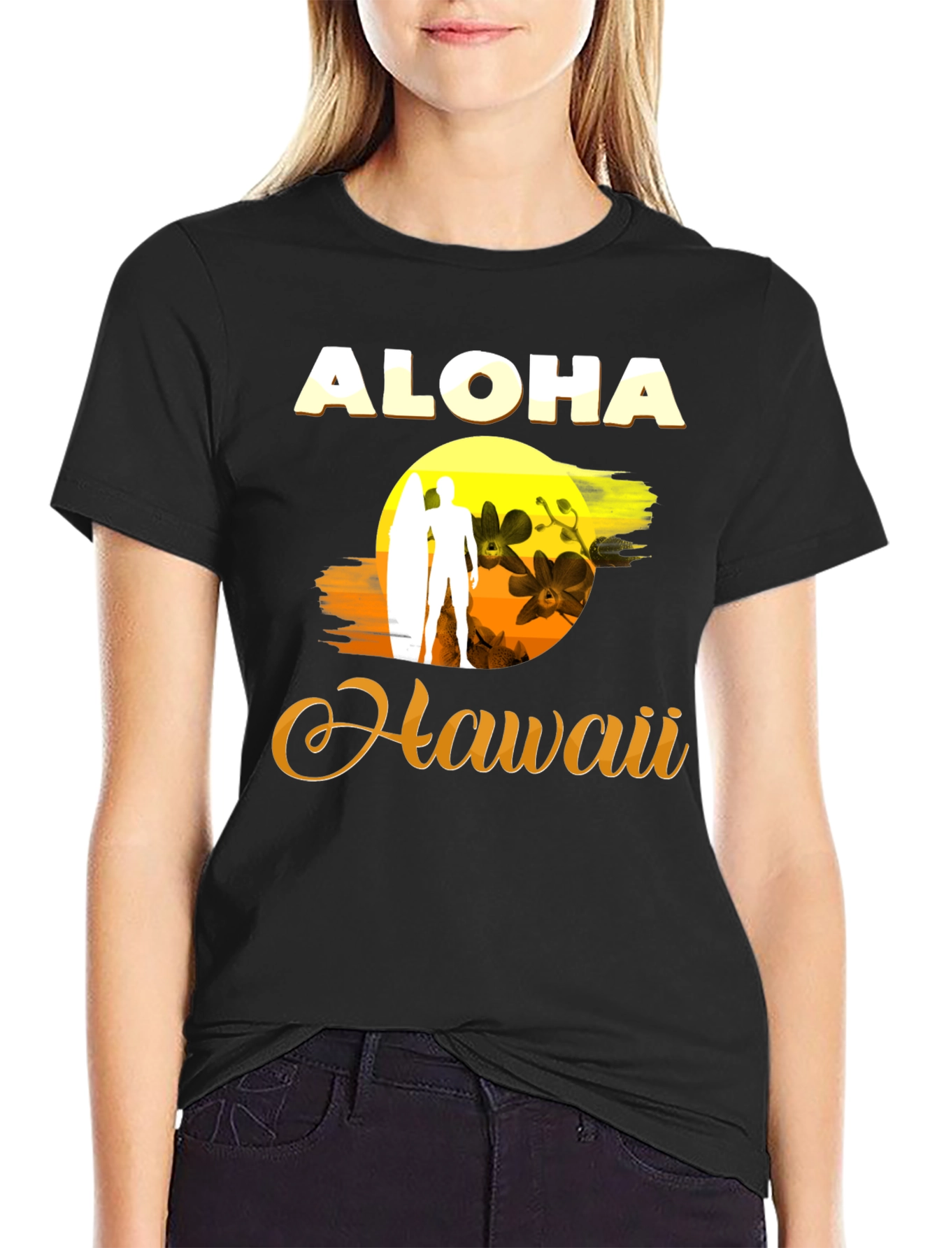 Aloha Hawaii Graphic Tee - Surfer Design