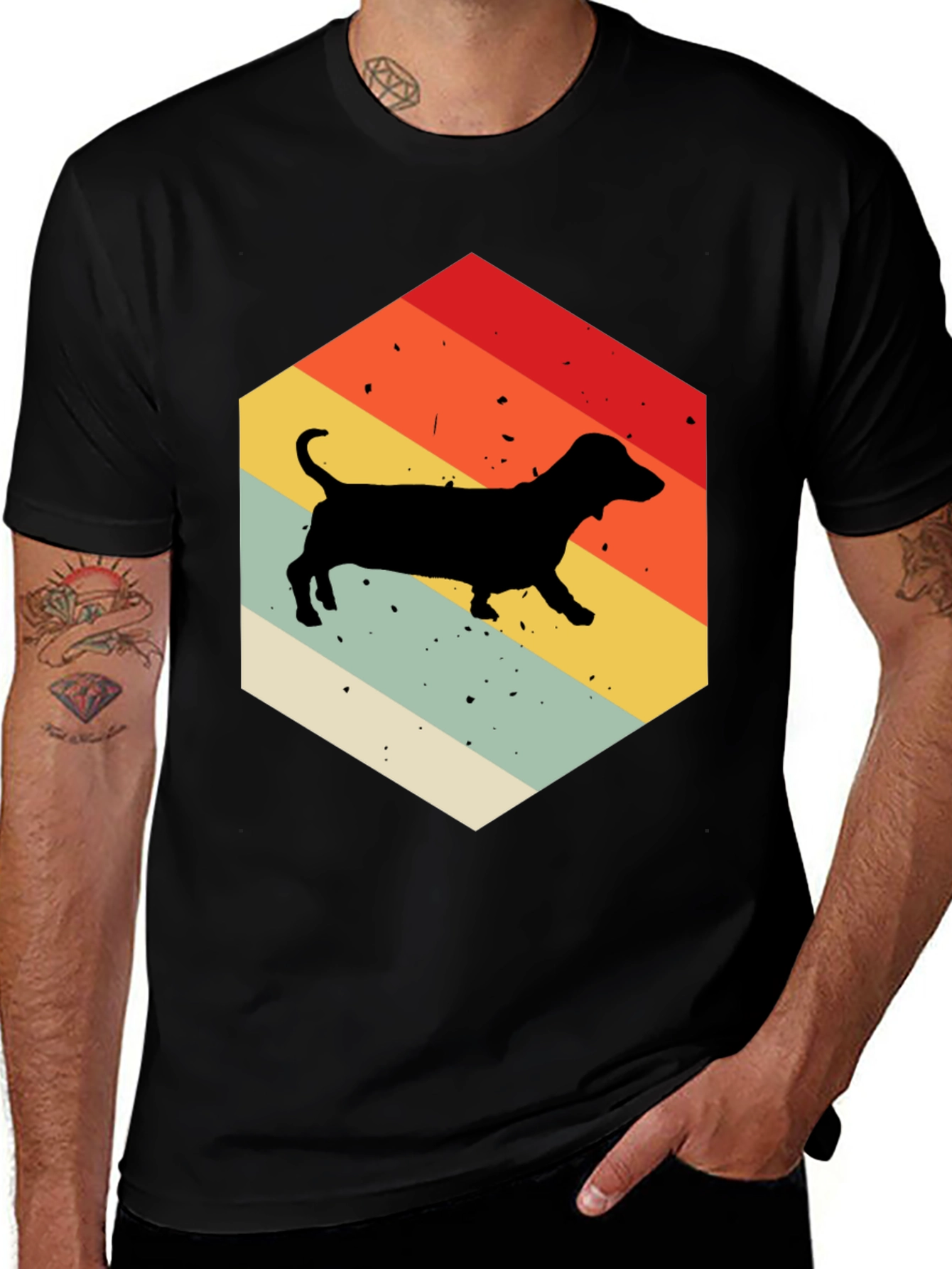 Retro Dachshund Hexagon T-Shirt
