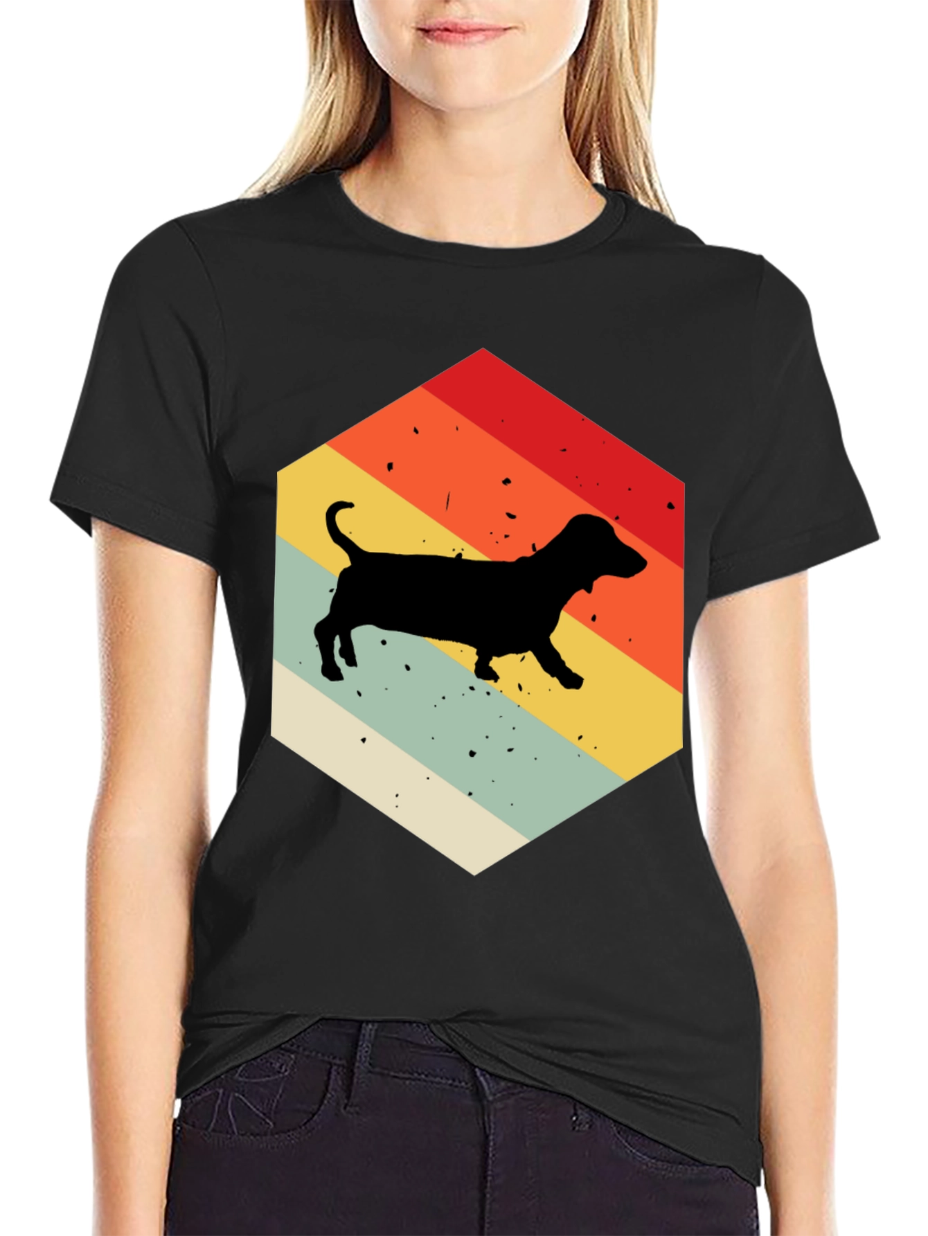 Retro Dachshund Hexagon T-Shirt