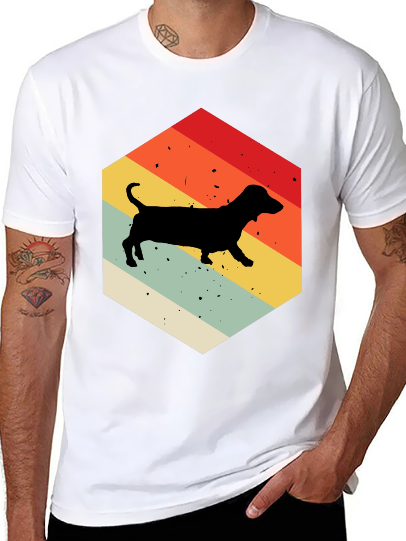 Retro Dachshund Hexagon T-Shirt