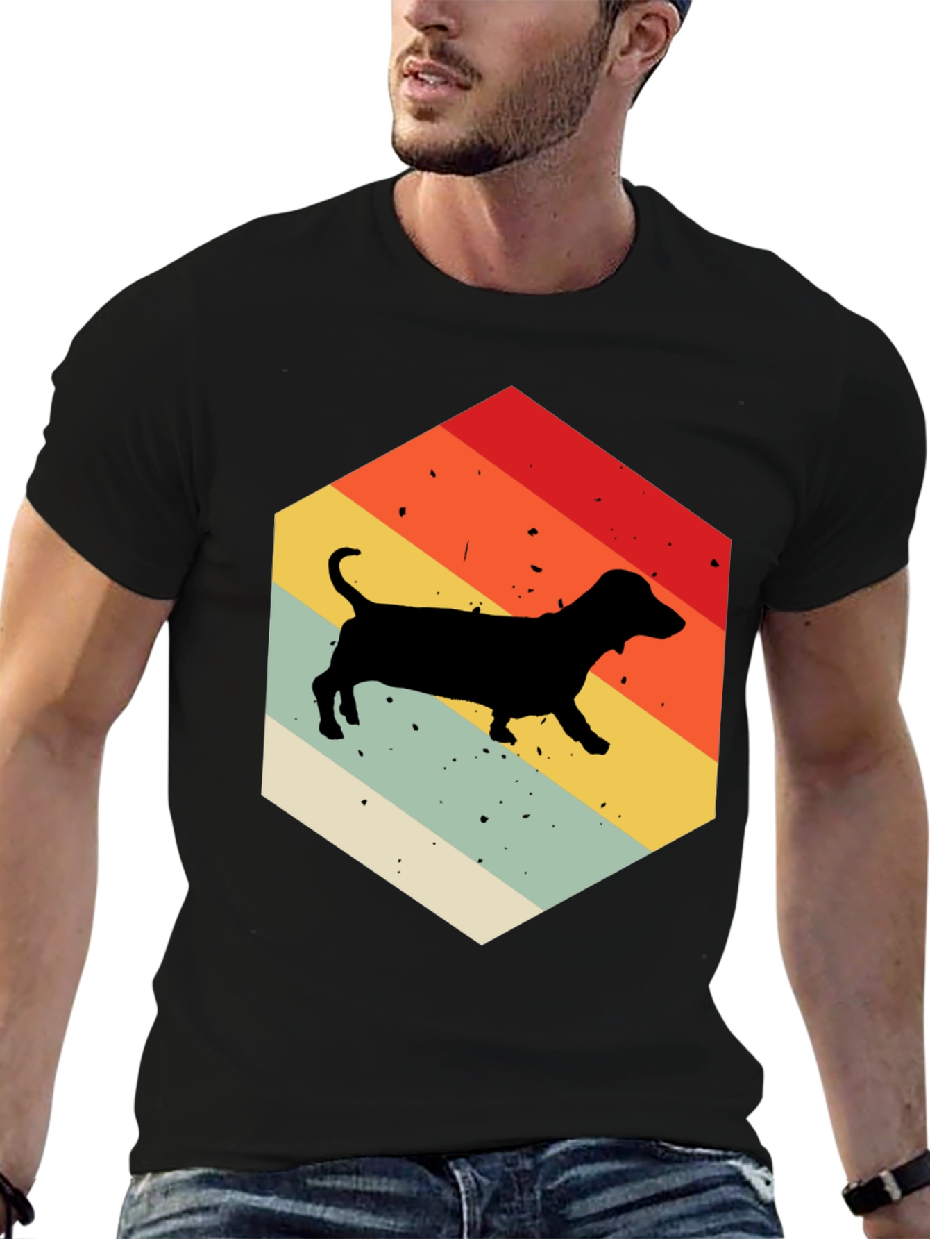 Retro Dachshund Hexagon T-Shirt