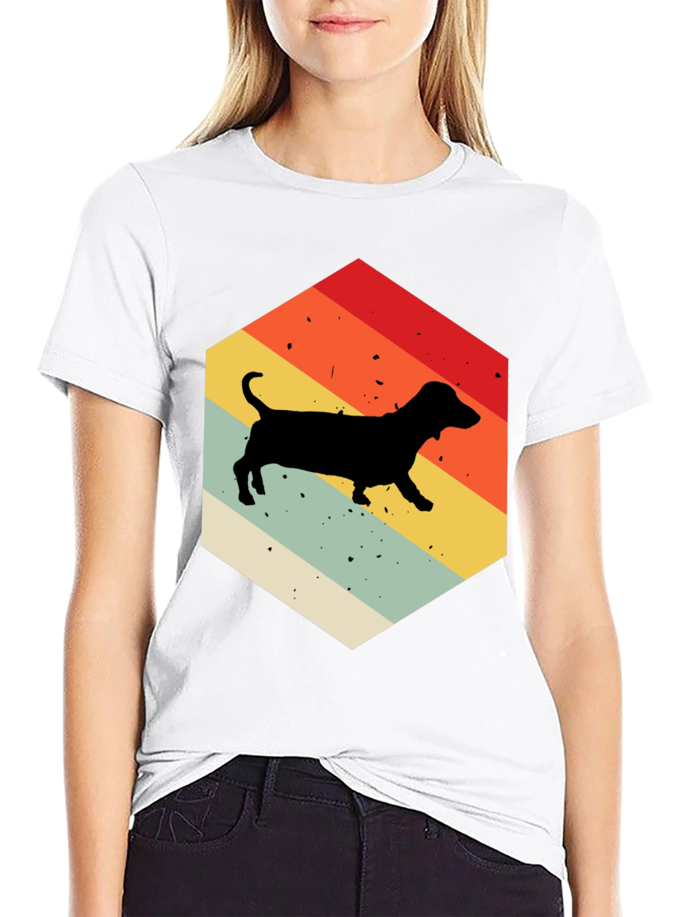 Retro Dachshund Hexagon T-Shirt