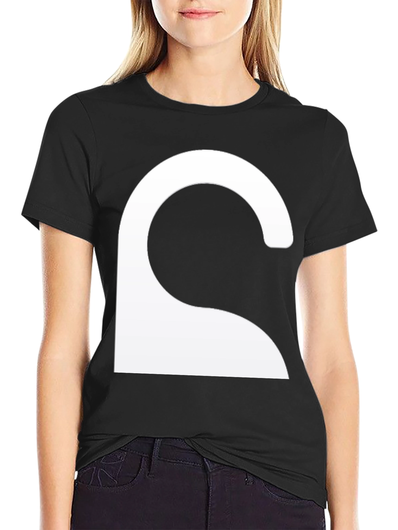 Abstract Curve Graphic Black T-Shirt