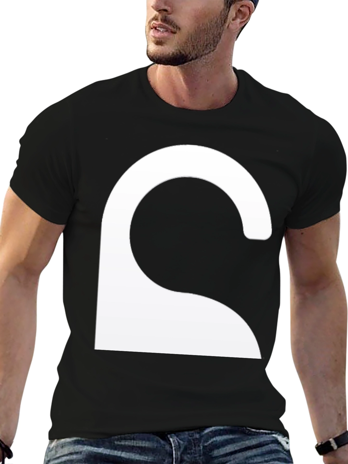 Abstract Curve Graphic Black T-Shirt