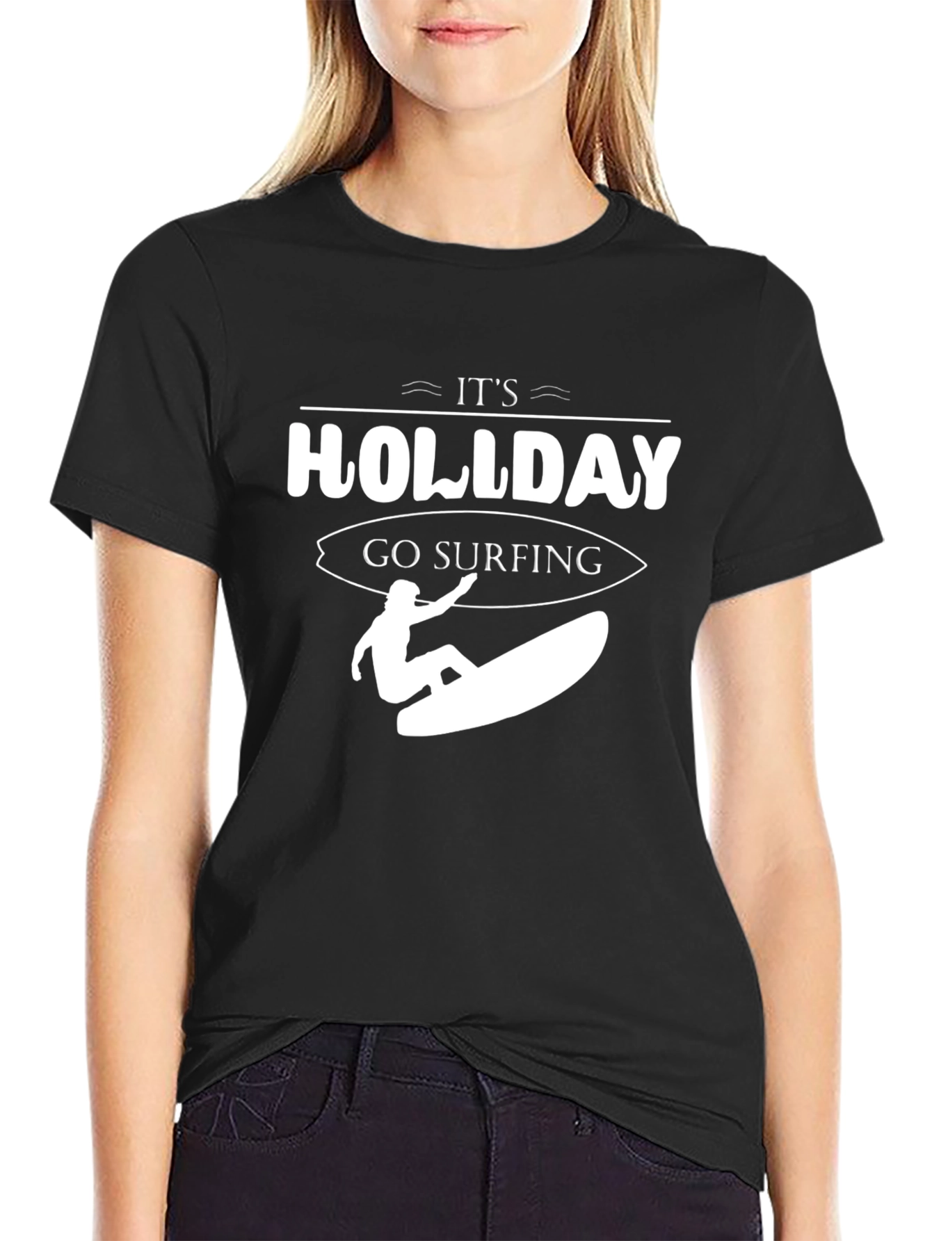 Its Holliday Go Surfing Black T-Shirt
