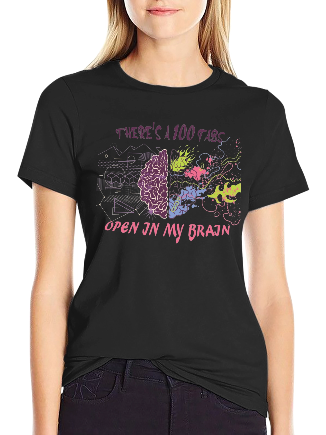 100 Tabs Brain T-Shirt - Creative & Comfortable