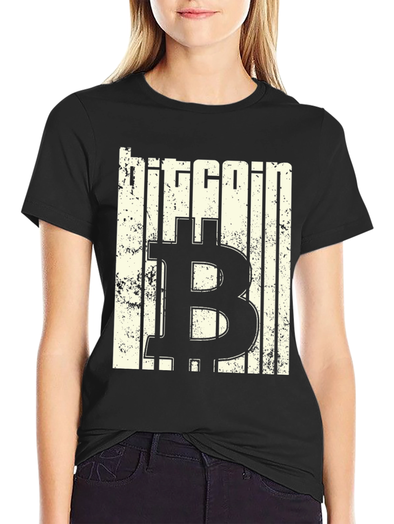 Bitcoin Graphic Print Black T-Shirt