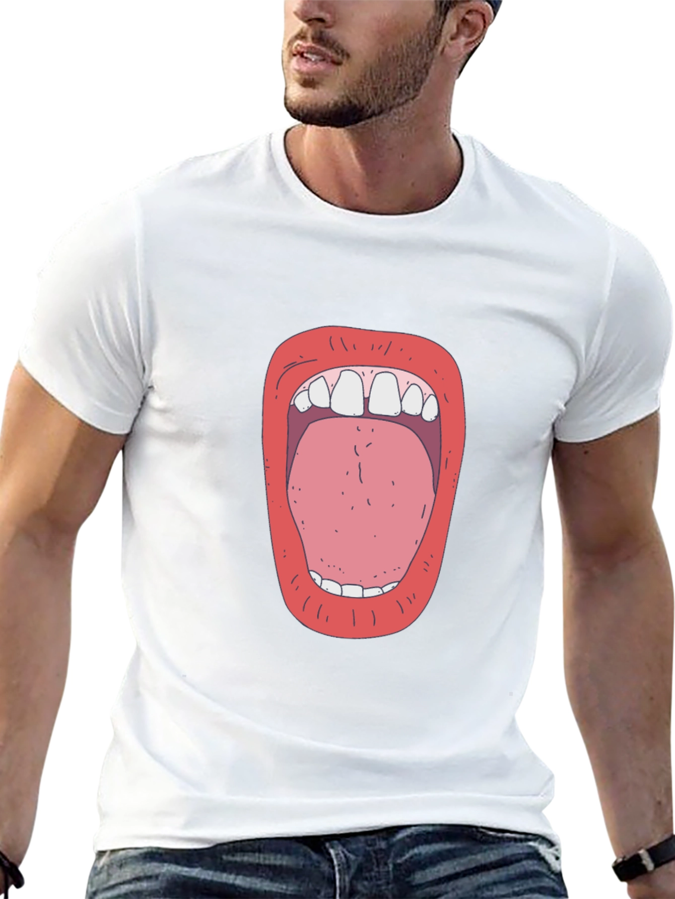 Open Wide Graphic Tee - Unique Mouth Design