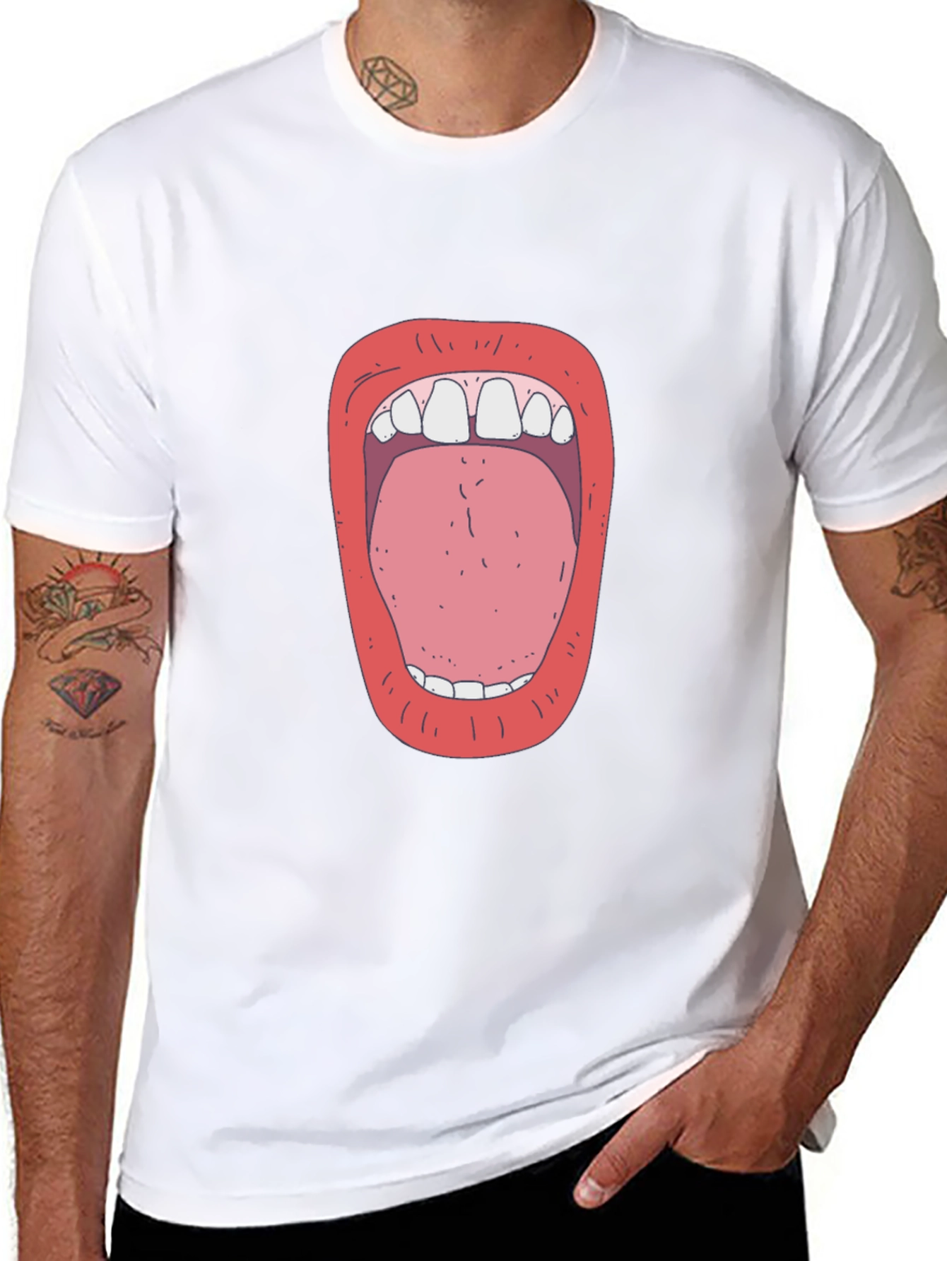 Open Wide Graphic Tee - Unique Mouth Design