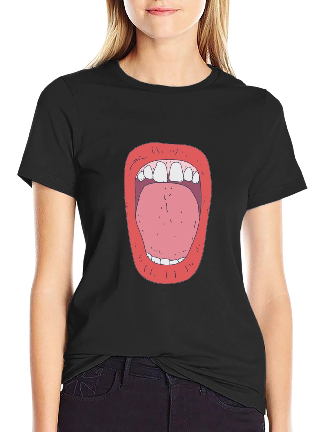 Open Wide Graphic Tee - Unique Mouth Design