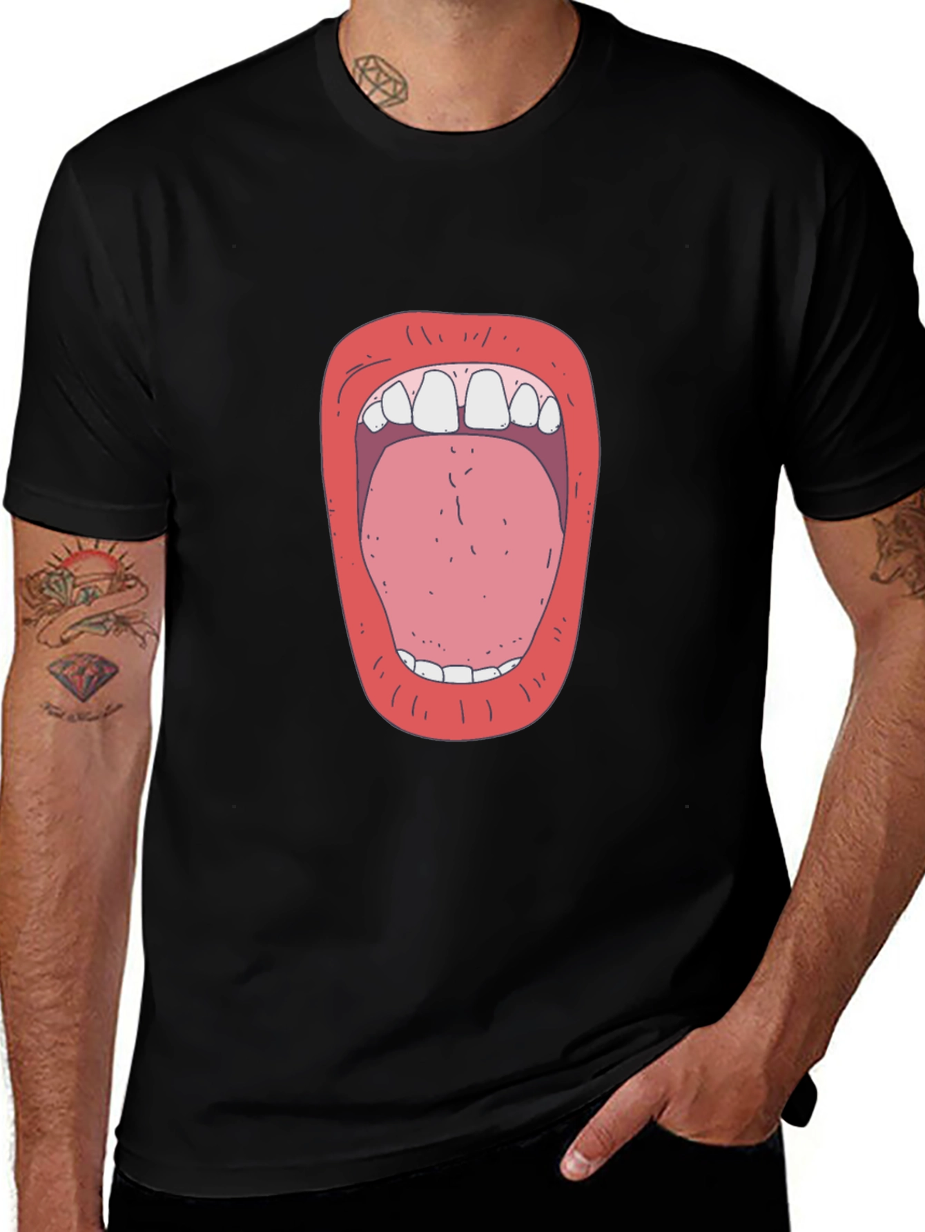 Open Wide Graphic Tee - Unique Mouth Design