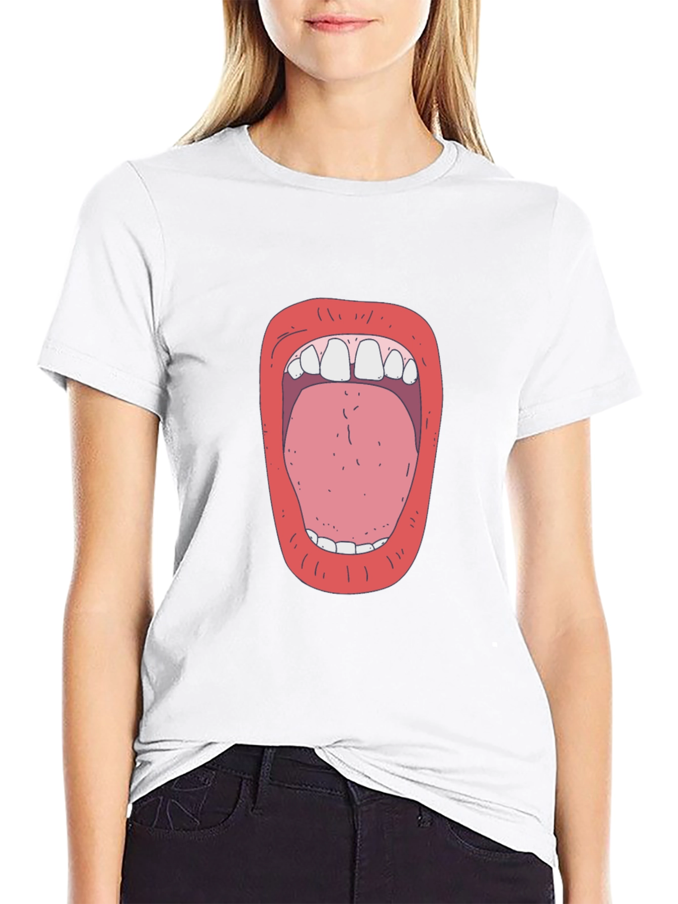 Open Wide Graphic Tee - Unique Mouth Design