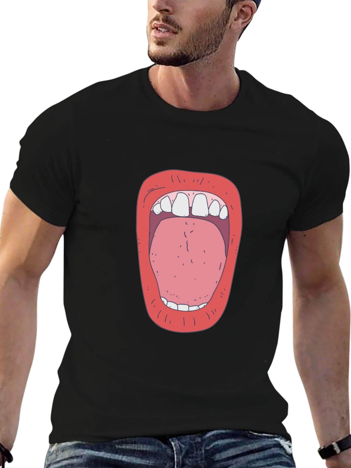 Open Wide Graphic Tee - Unique Mouth Design