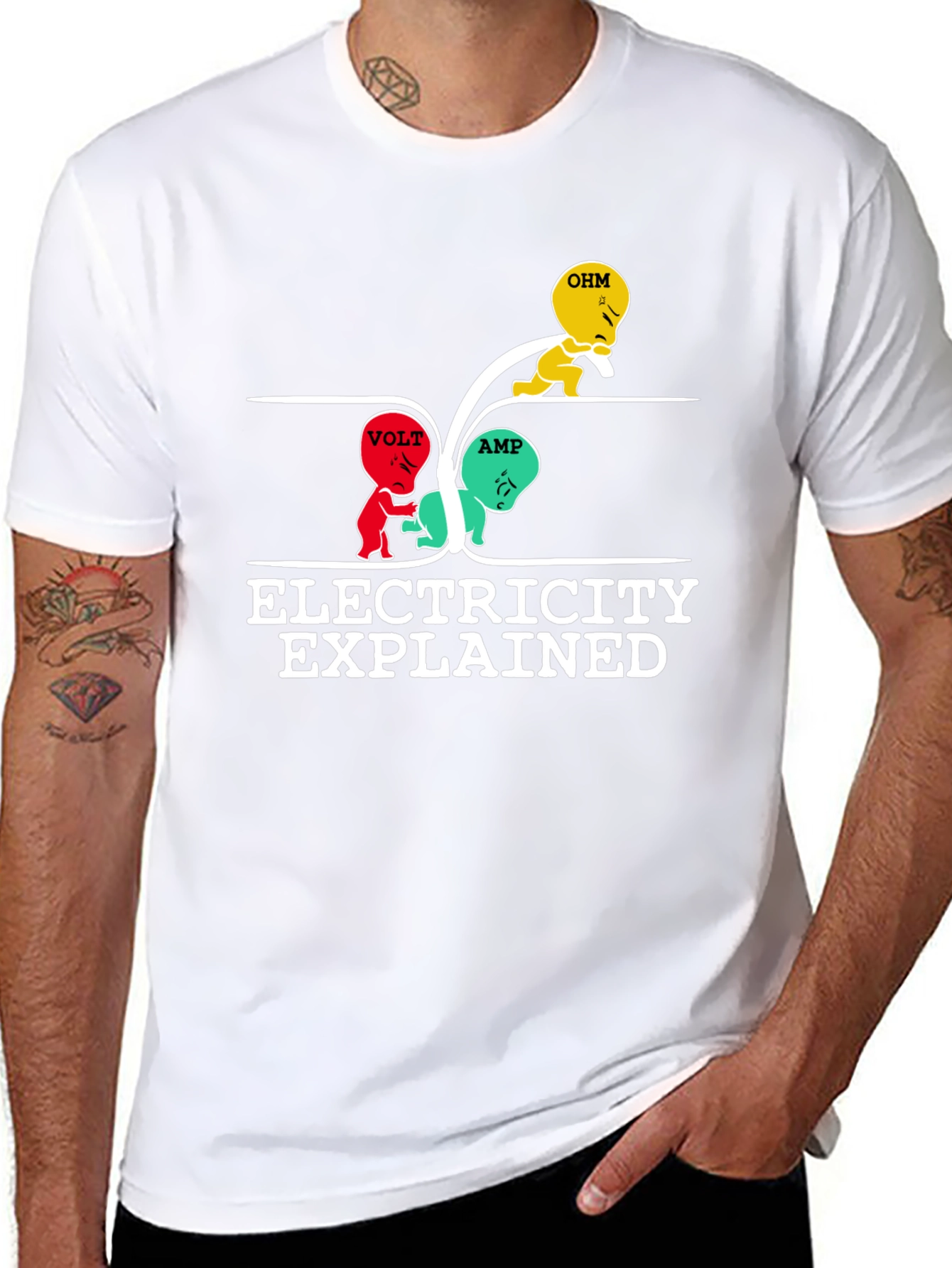 Electricity Explained Graphic T-Shirt - Black Cotton Tee