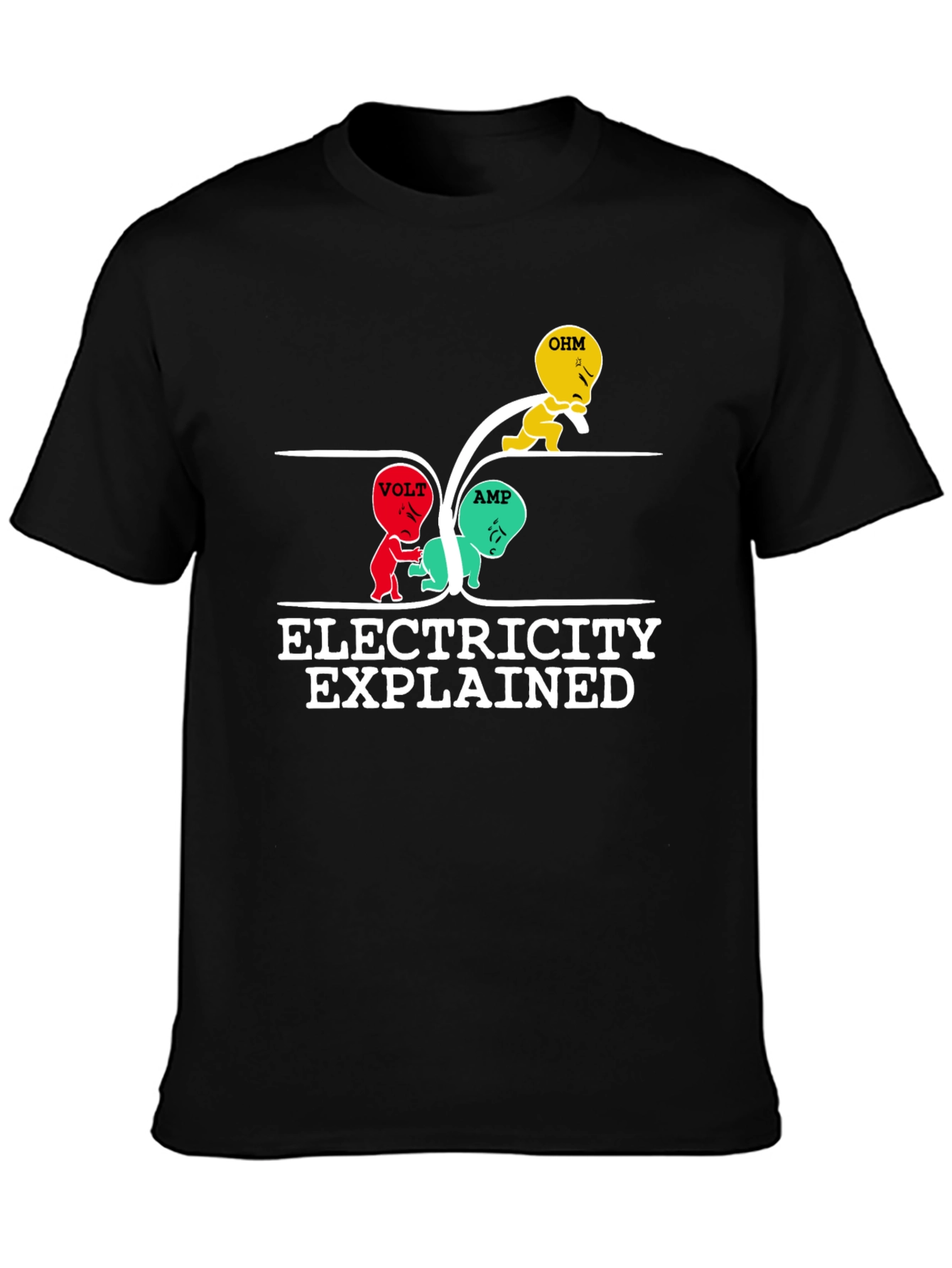 Electricity Explained Graphic T-Shirt - Black Cotton Tee