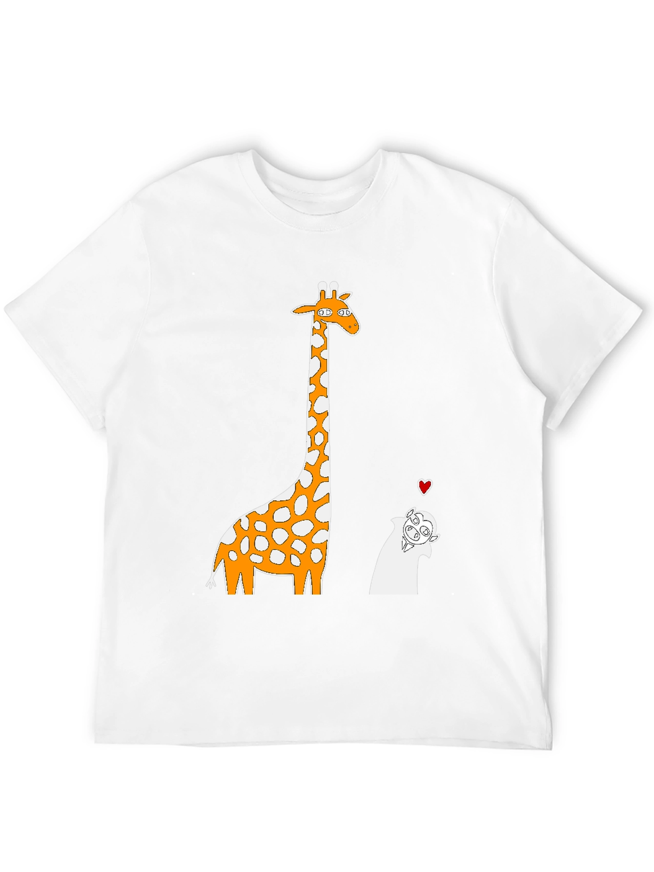 Giraffe and Vampire Cartoon T-Shirt - Black