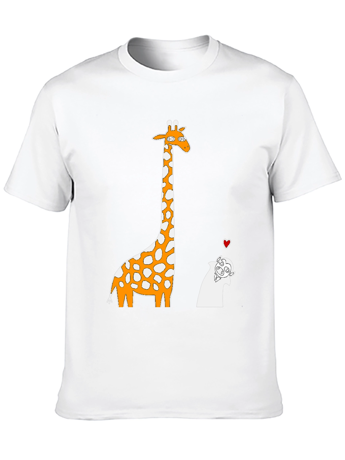 Giraffe and Vampire Cartoon T-Shirt - Black