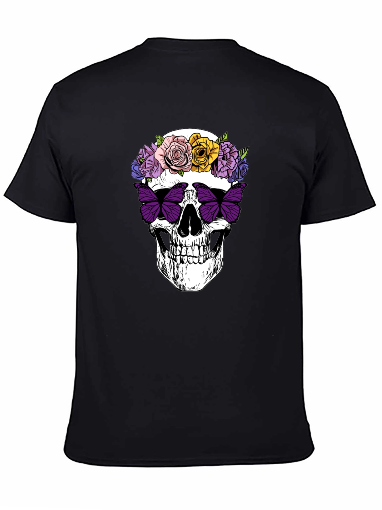 Skull with Flowers & Butterfly T-Shirt