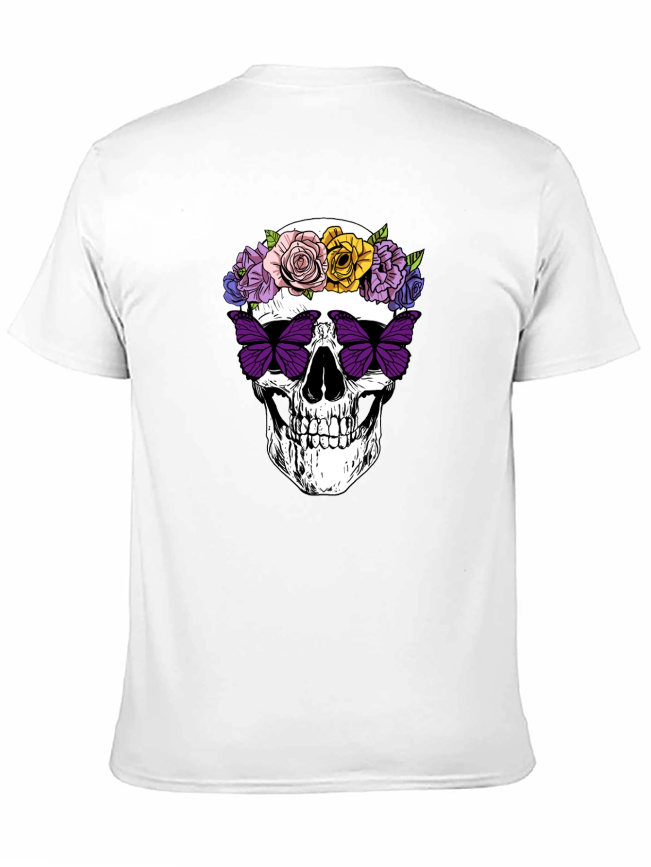 Skull with Flowers & Butterfly T-Shirt