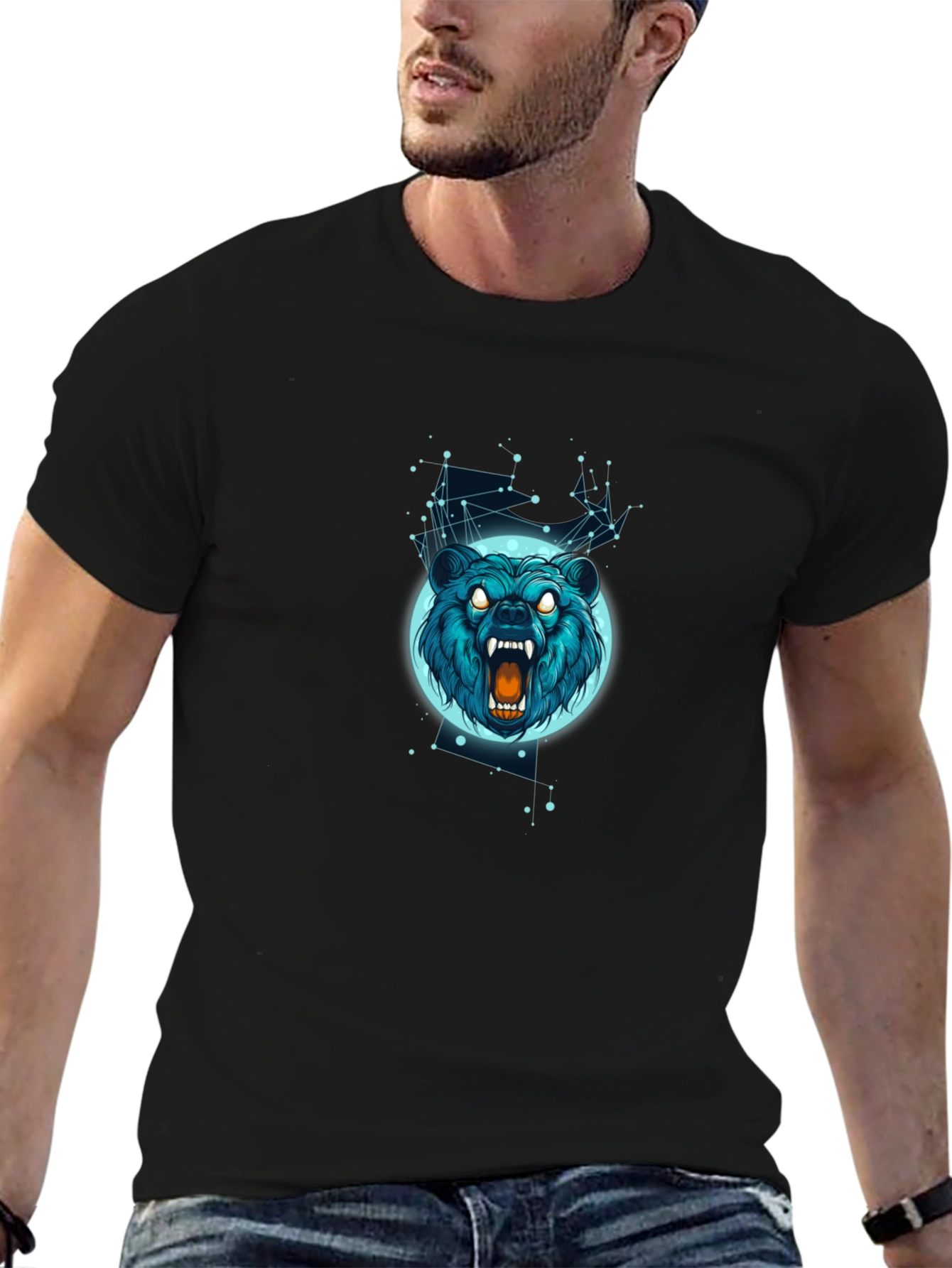 Bear Constellation Graphic Tee - Black
