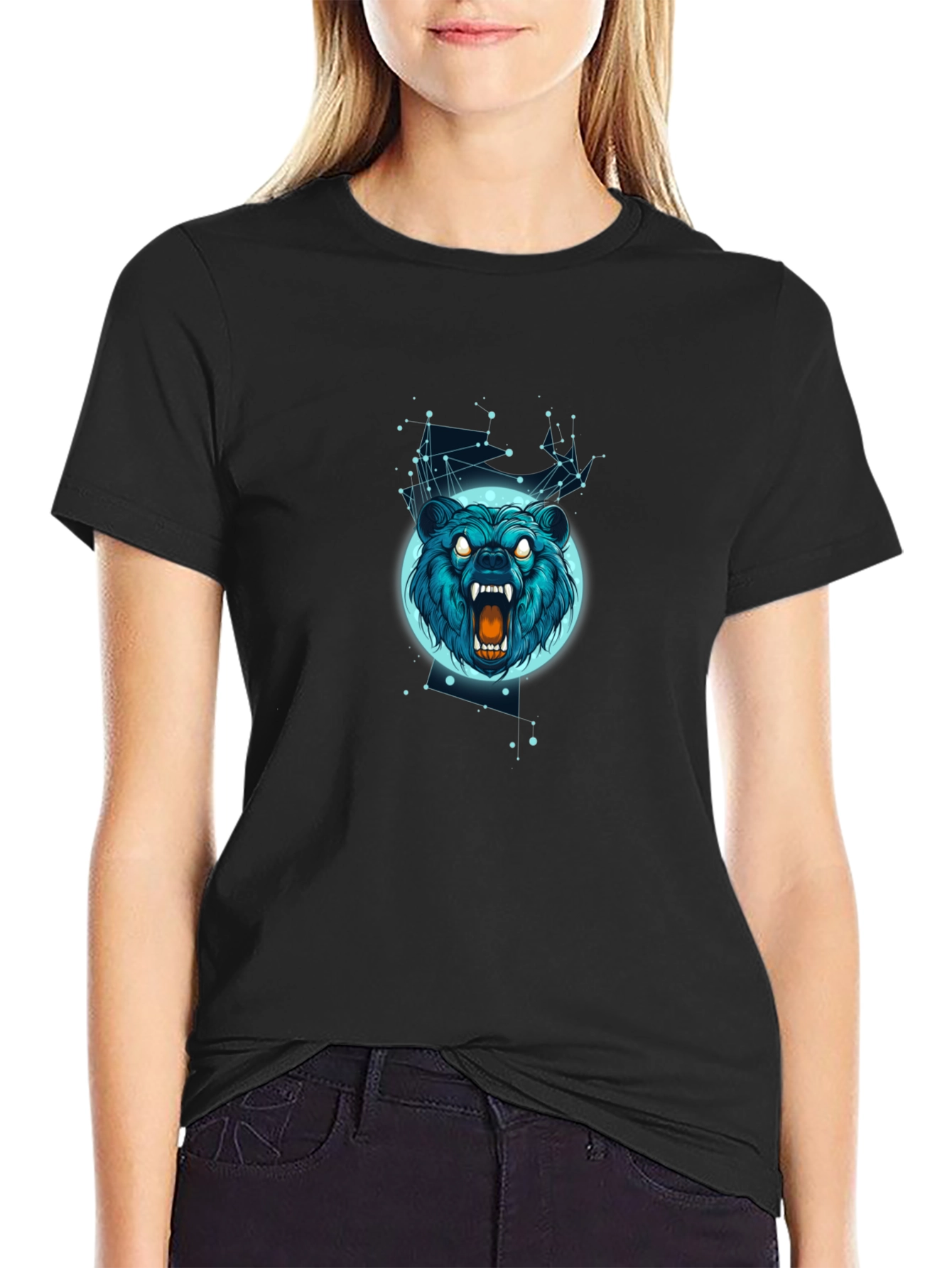 Bear Constellation Graphic Tee - Black