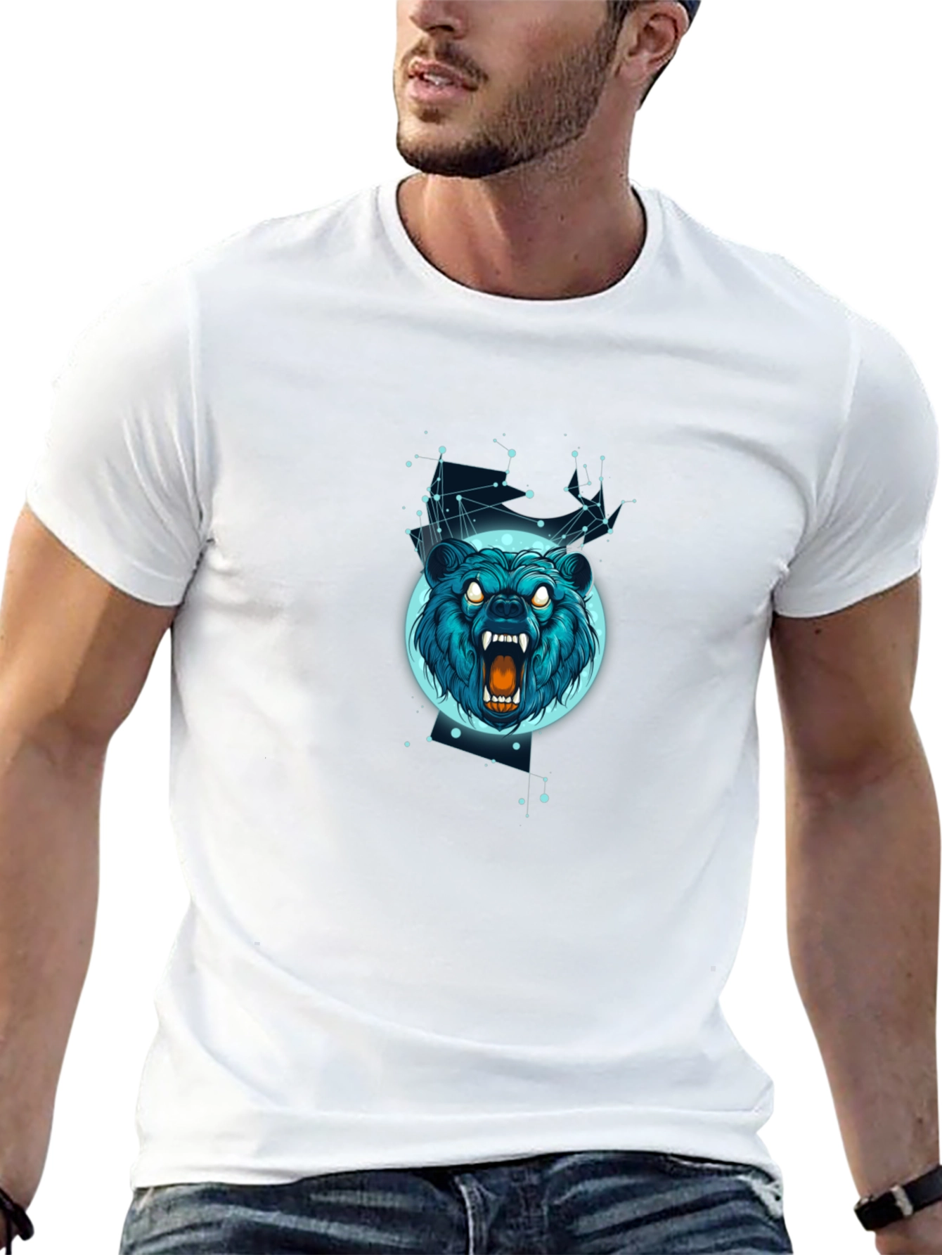 Bear Constellation Graphic Tee - Black