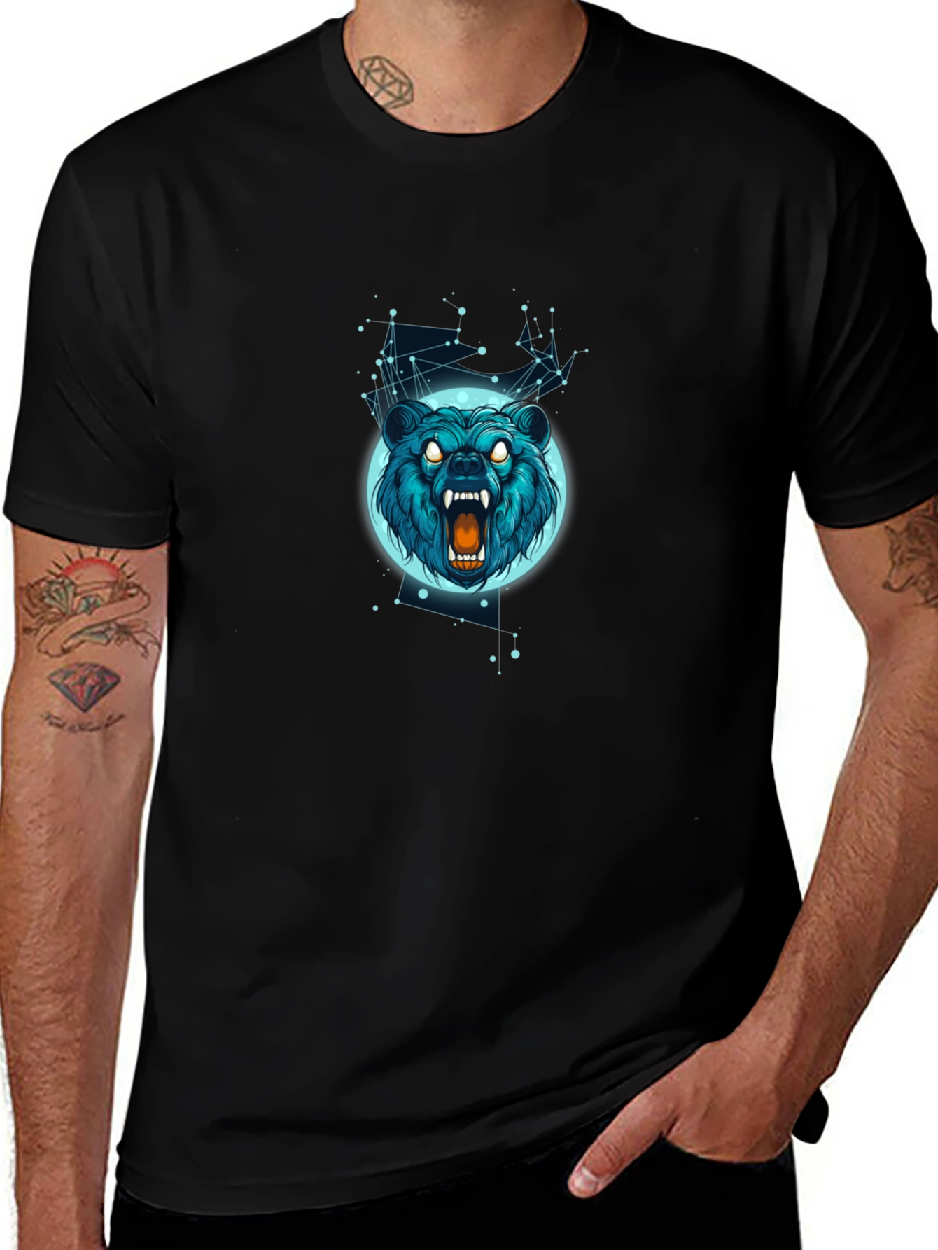 Bear Constellation Graphic Tee - Black