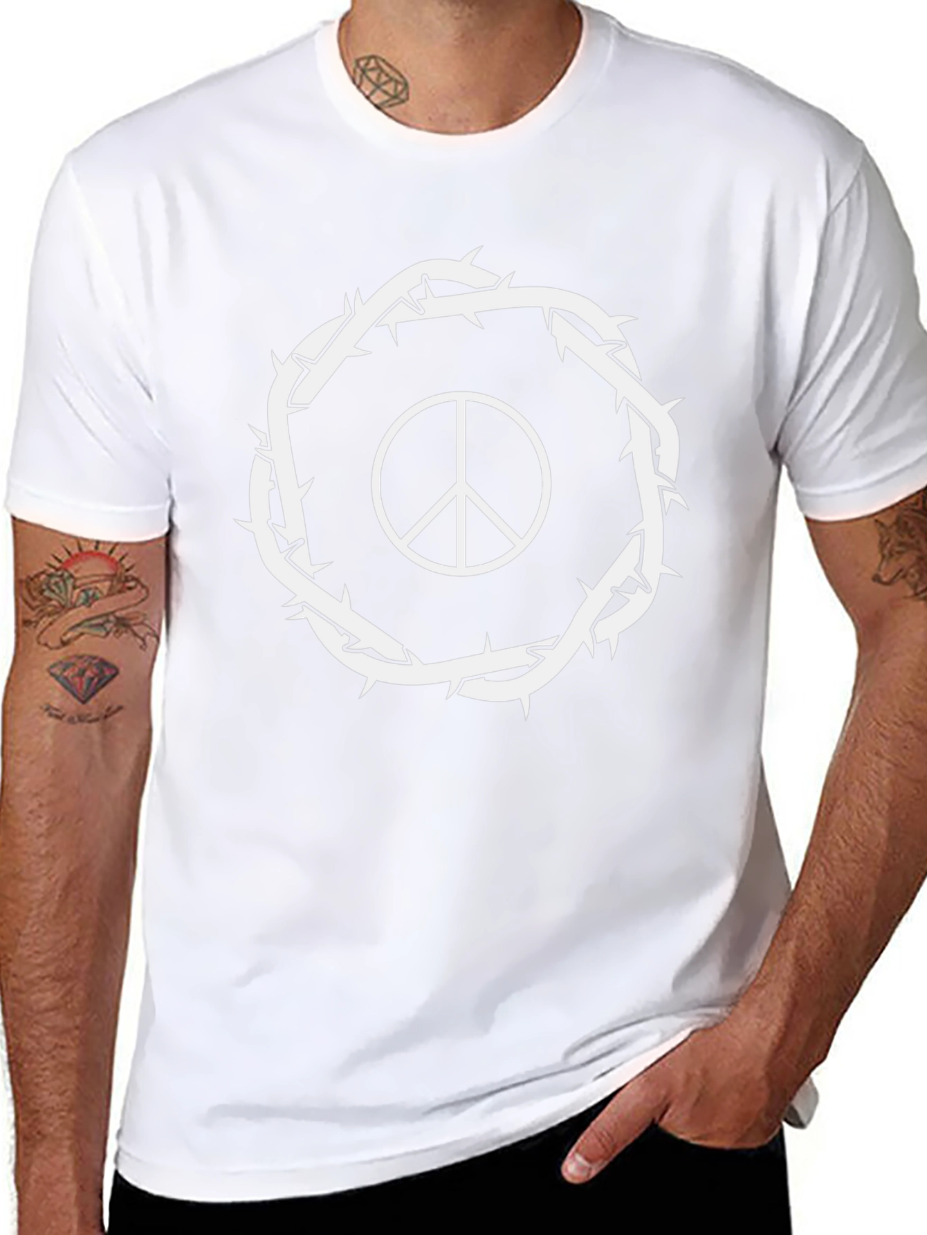 Peace Sign Crown of Thorns Graphic T-Shirt