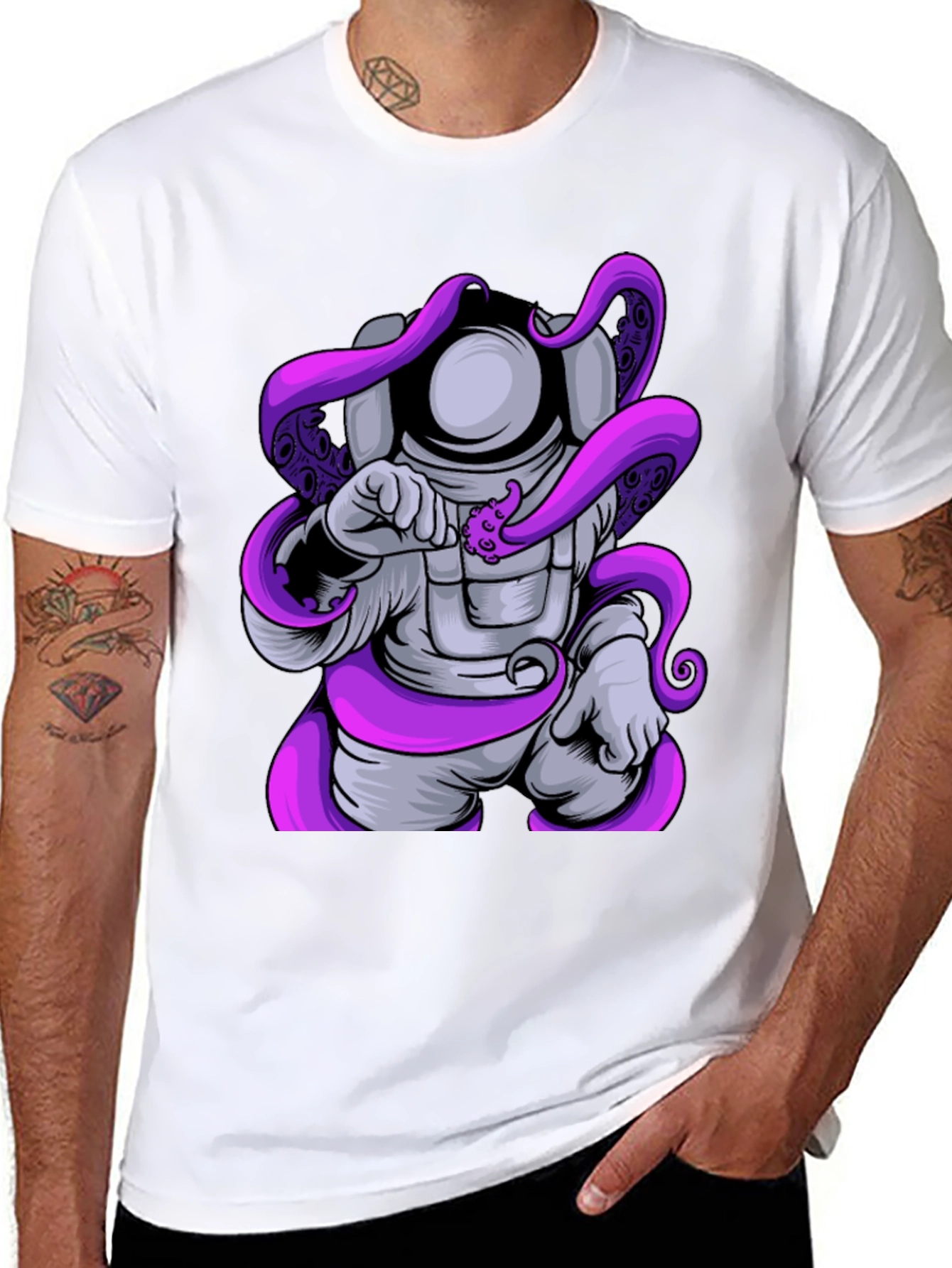 Astronaut Octopus T-Shirt - Black Graphic Tee