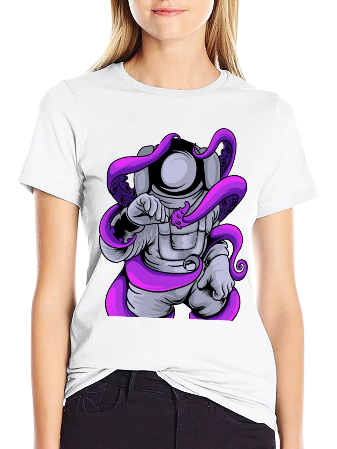 Astronaut Octopus T-Shirt - Black Graphic Tee