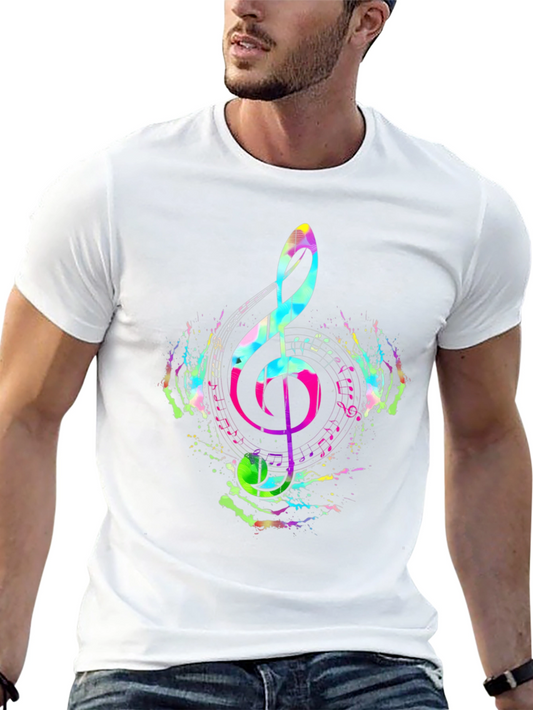 Vibrant Musical Note T-Shirt - Colorful Treble Clef Design