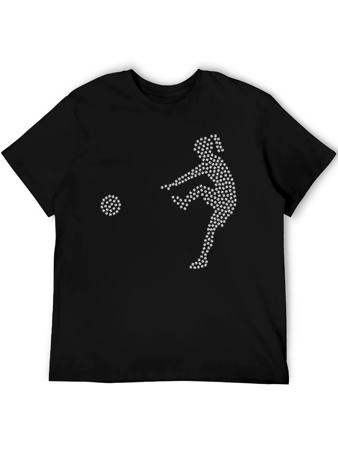 Soccer Player Graphic Tee - Black Cotton T-Shirt