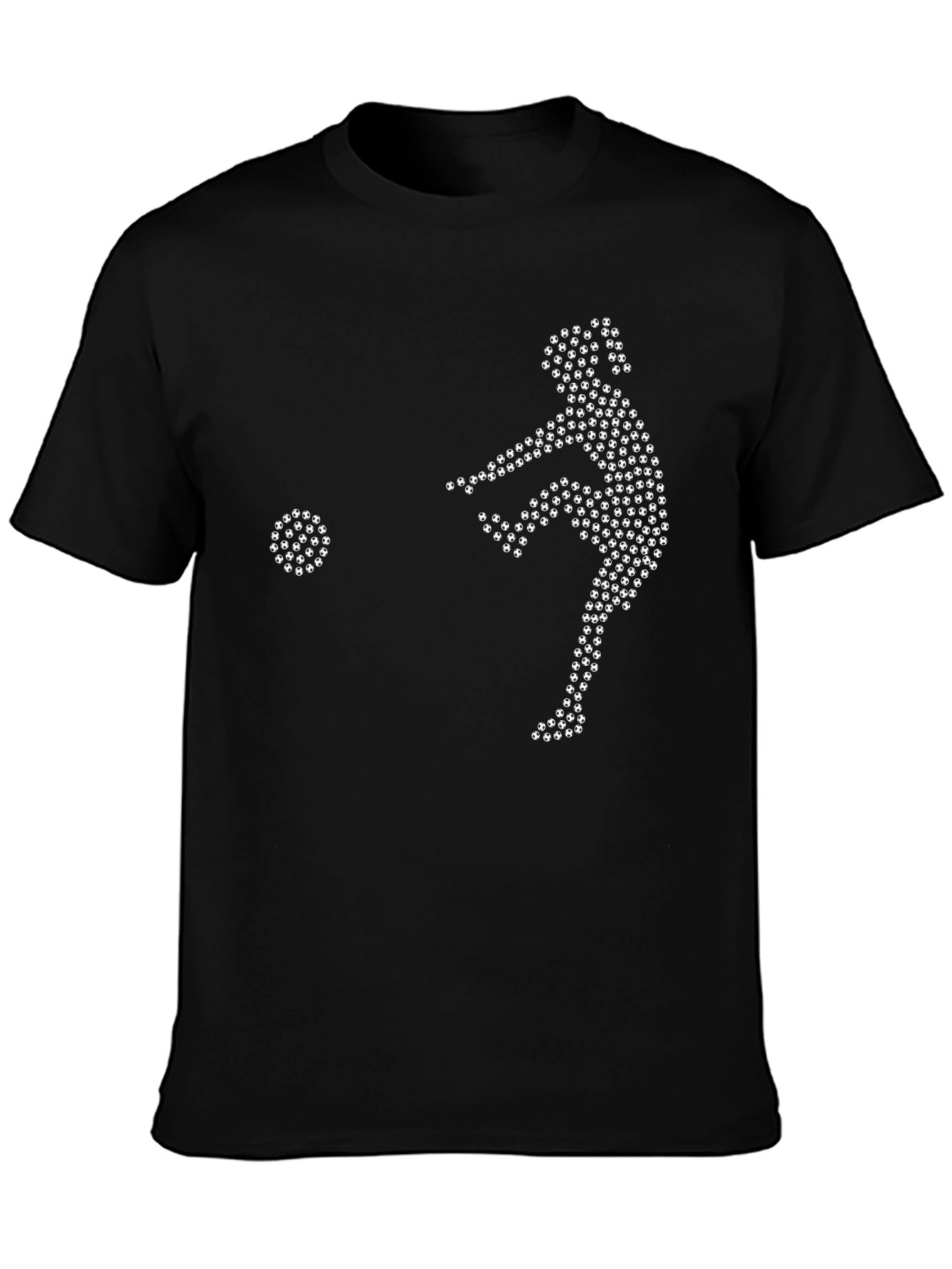 Soccer Player Graphic Tee - Black Cotton T-Shirt