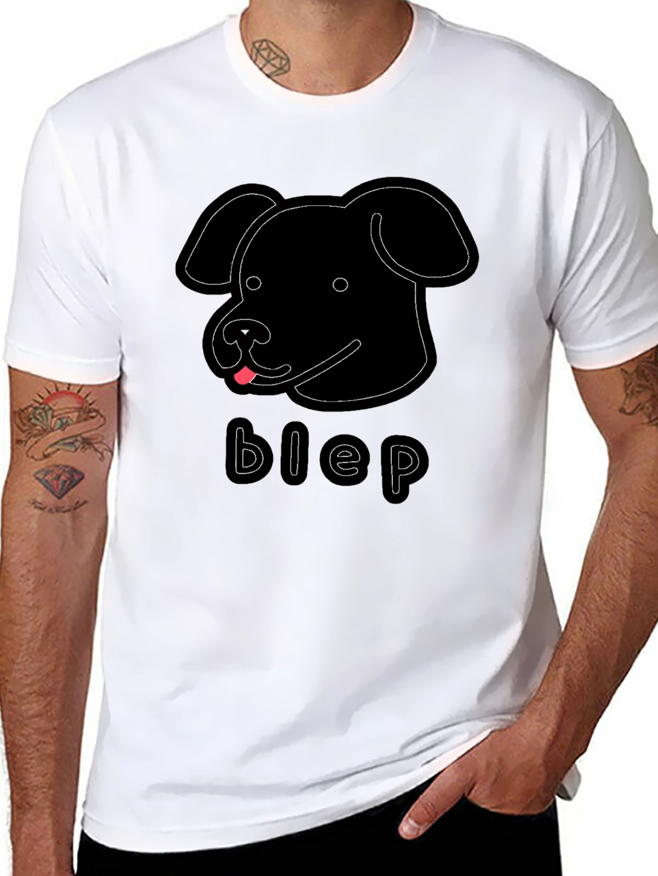 Blep Dog Graphic Tee - Mens Black T-Shirt