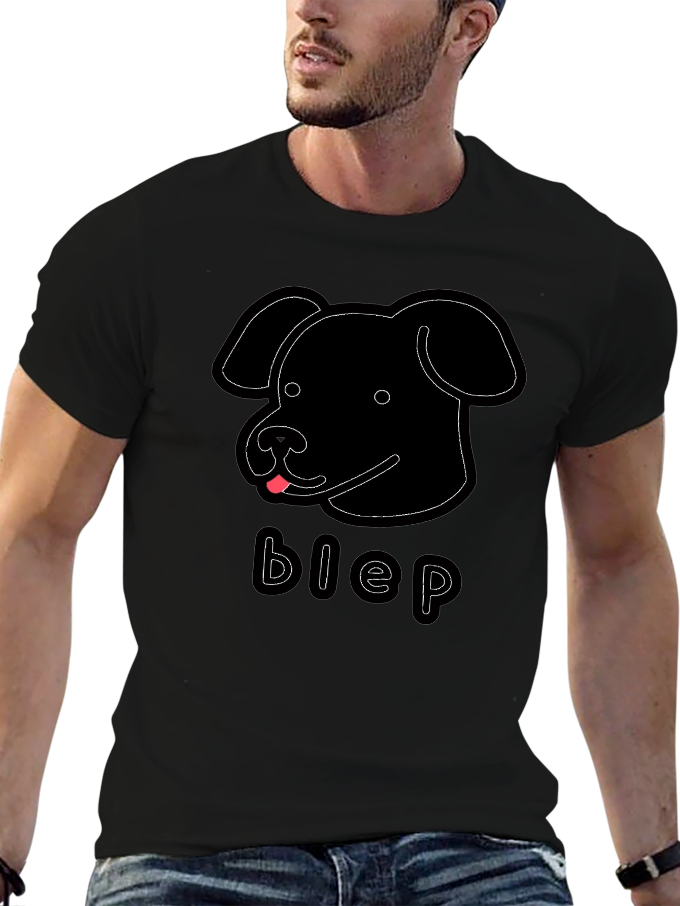 Blep Dog Graphic Tee - Mens Black T-Shirt