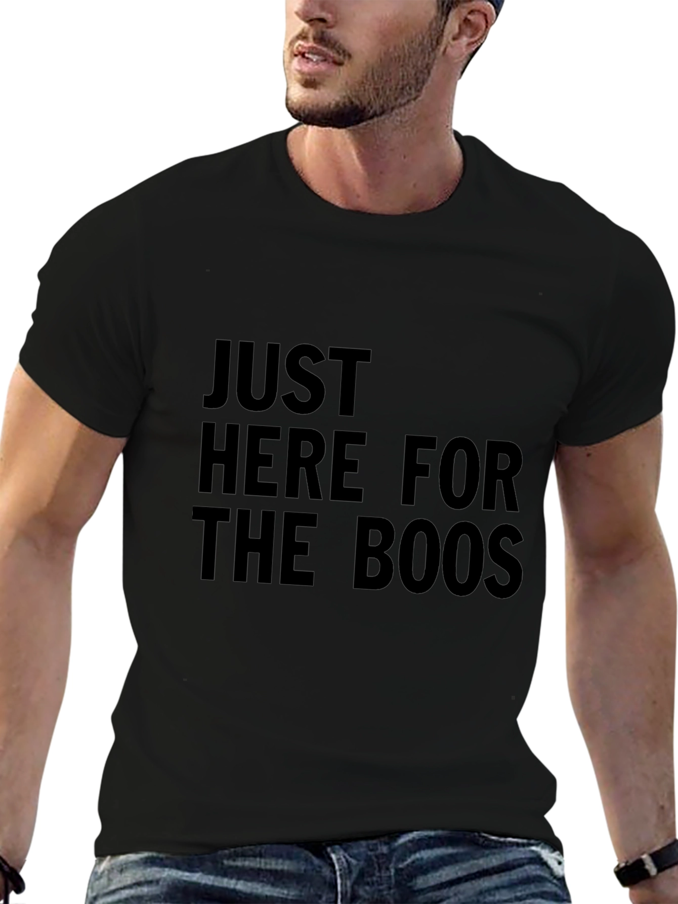 Just Here For The Boos Black Graphic Tee