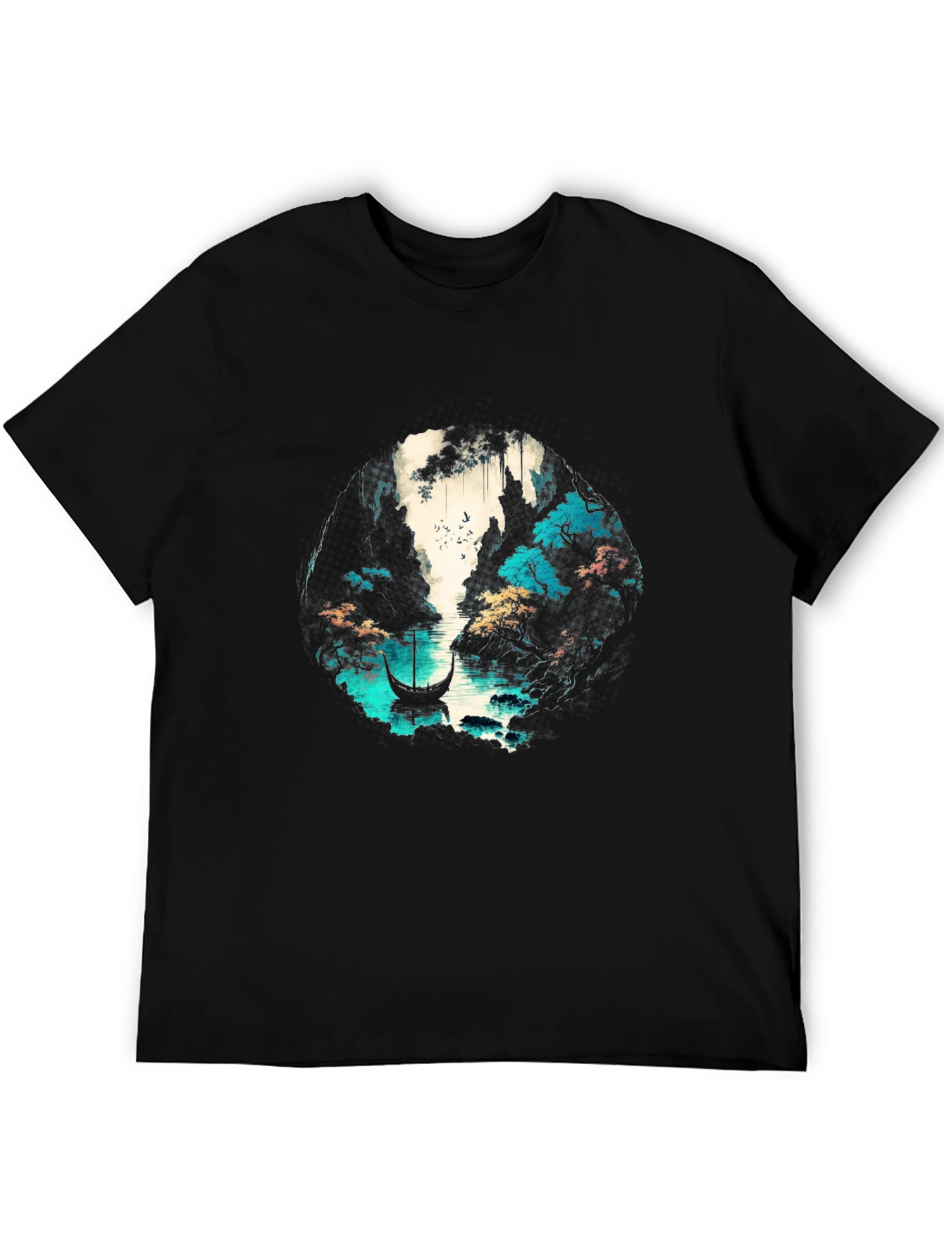 Nature Graphic T-Shirt - Boat & Water Design
