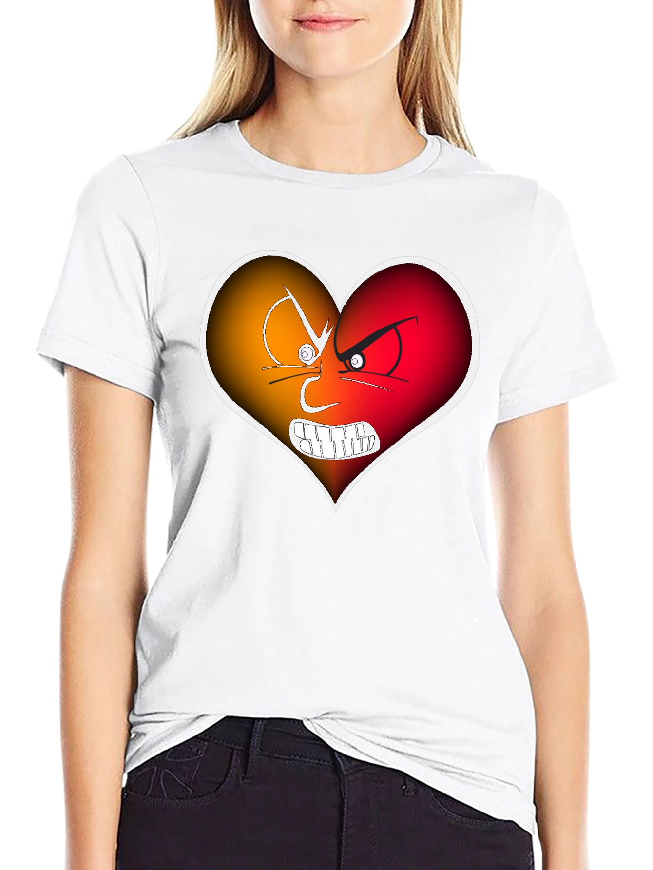 Angry Heart Graphic Black T-Shirt