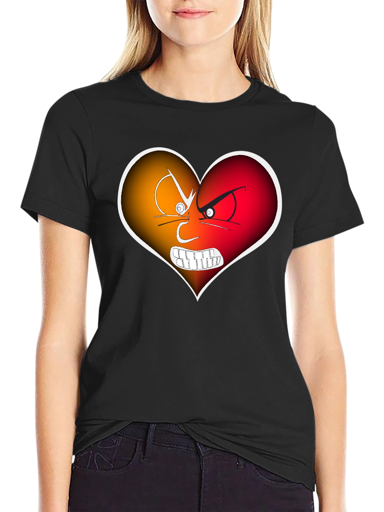 Angry Heart Graphic Black T-Shirt