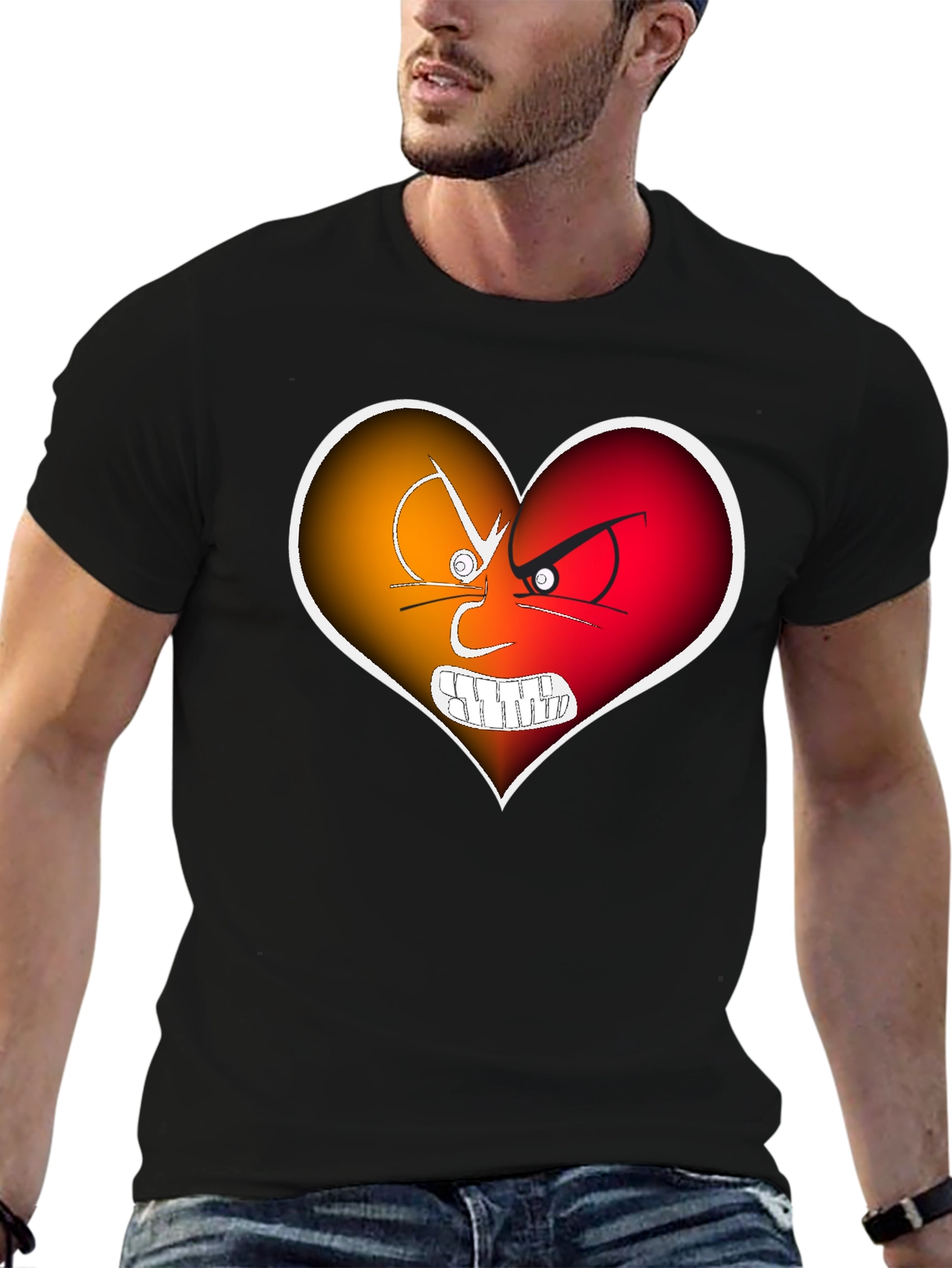 Angry Heart Graphic Black T-Shirt