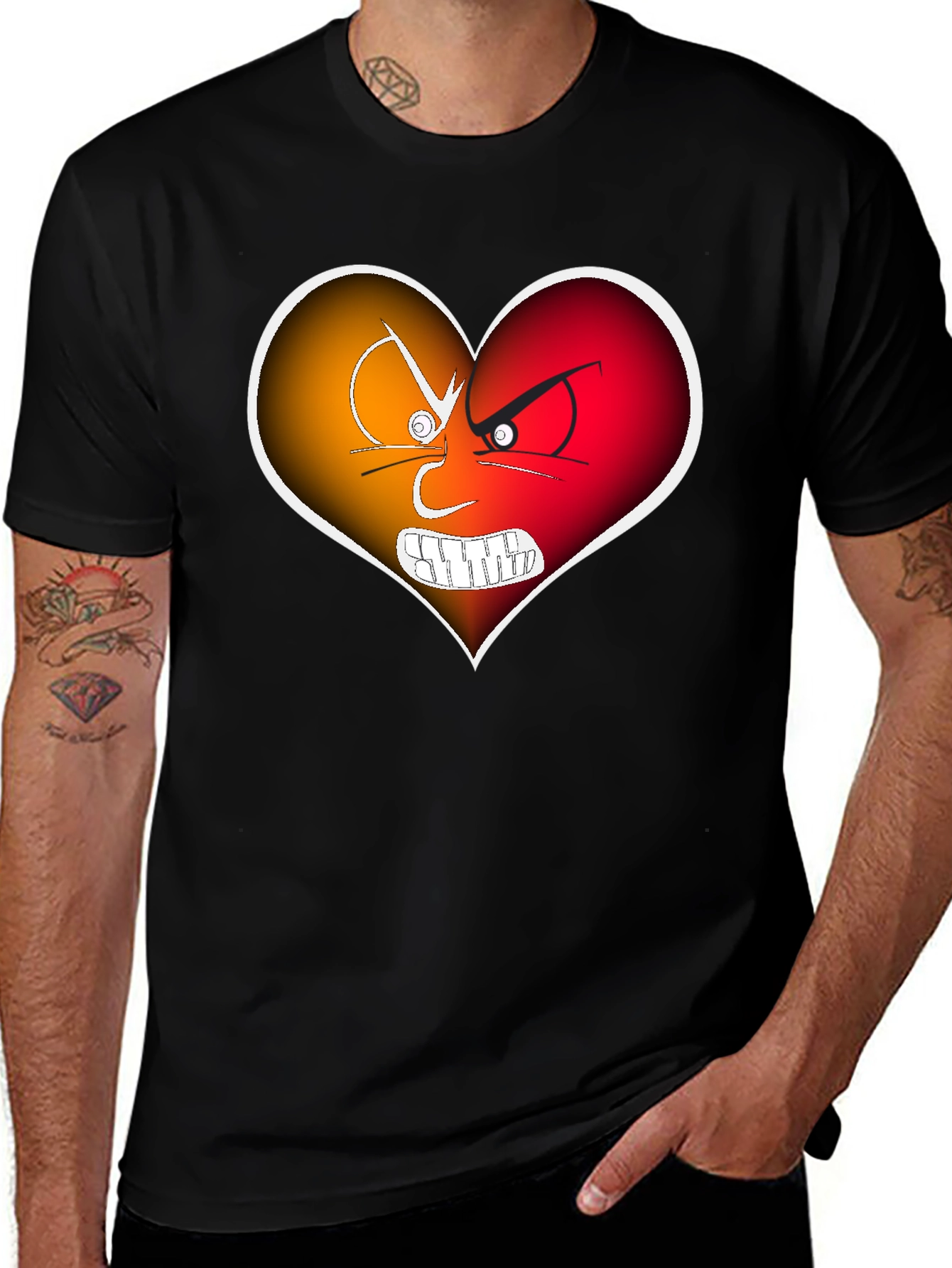 Angry Heart Graphic Black T-Shirt