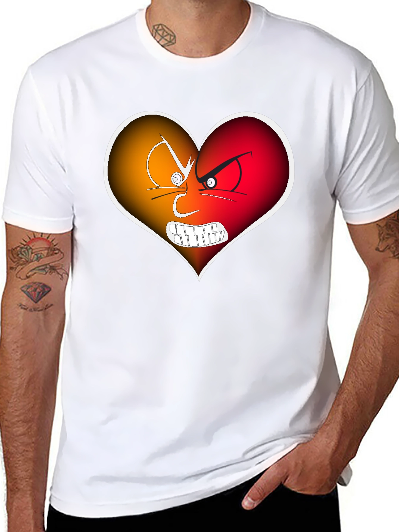 Angry Heart Graphic Black T-Shirt