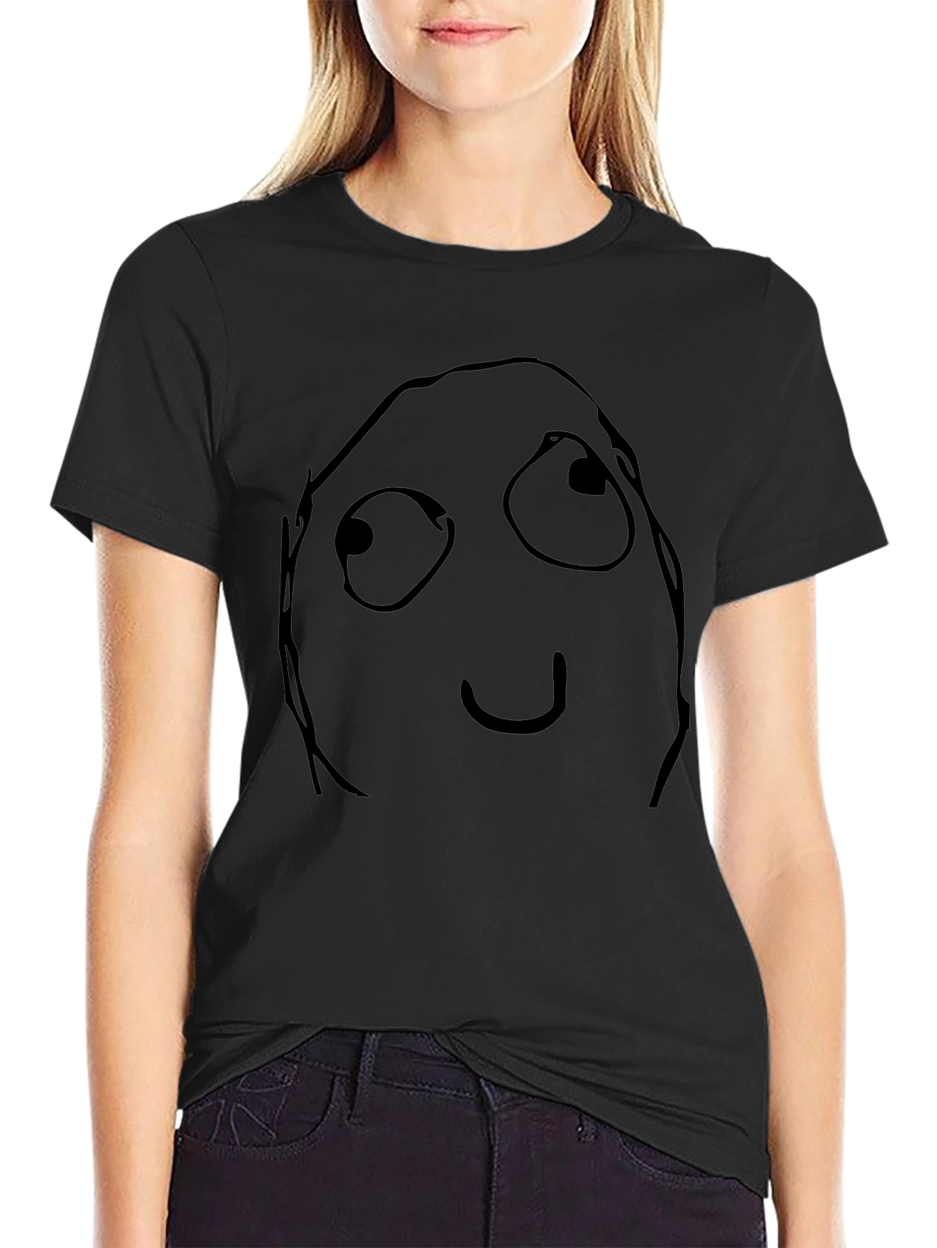 Funny Meme Face Black Graphic Tee