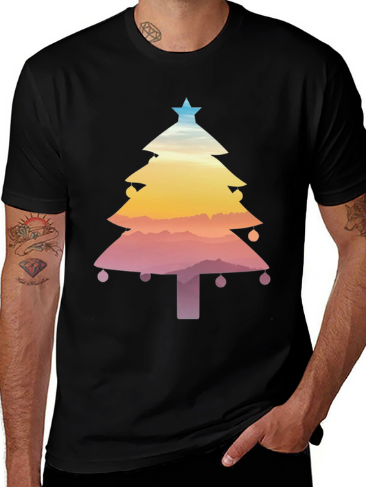 Christmas Tree Sunset Graphic Tee