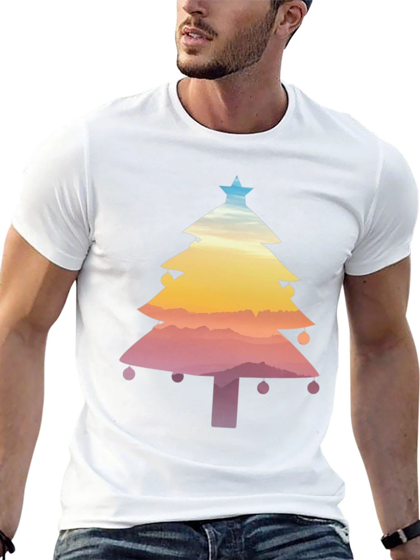 Christmas Tree Sunset Graphic Tee