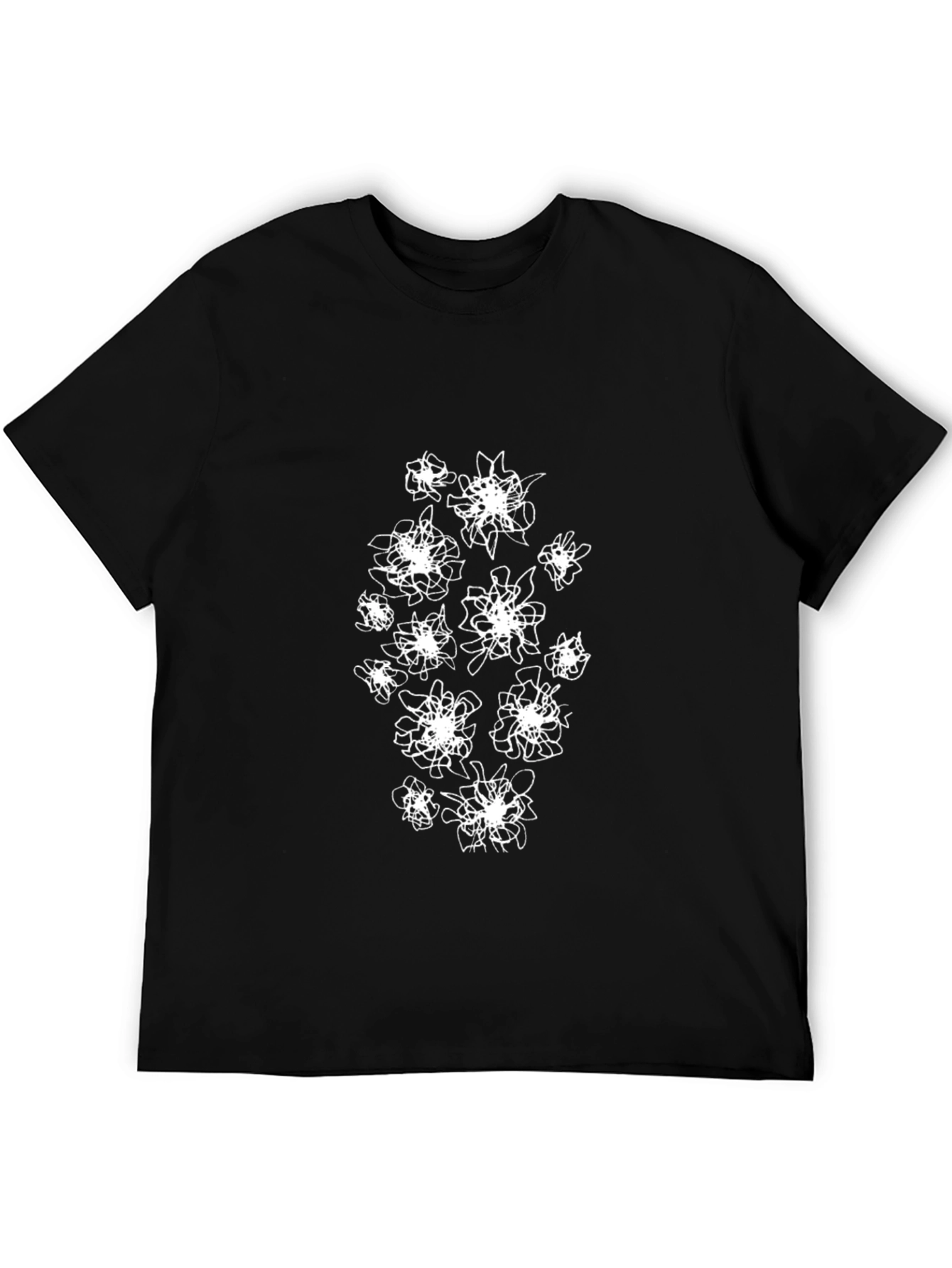Abstract Floral Print Black T-Shirt